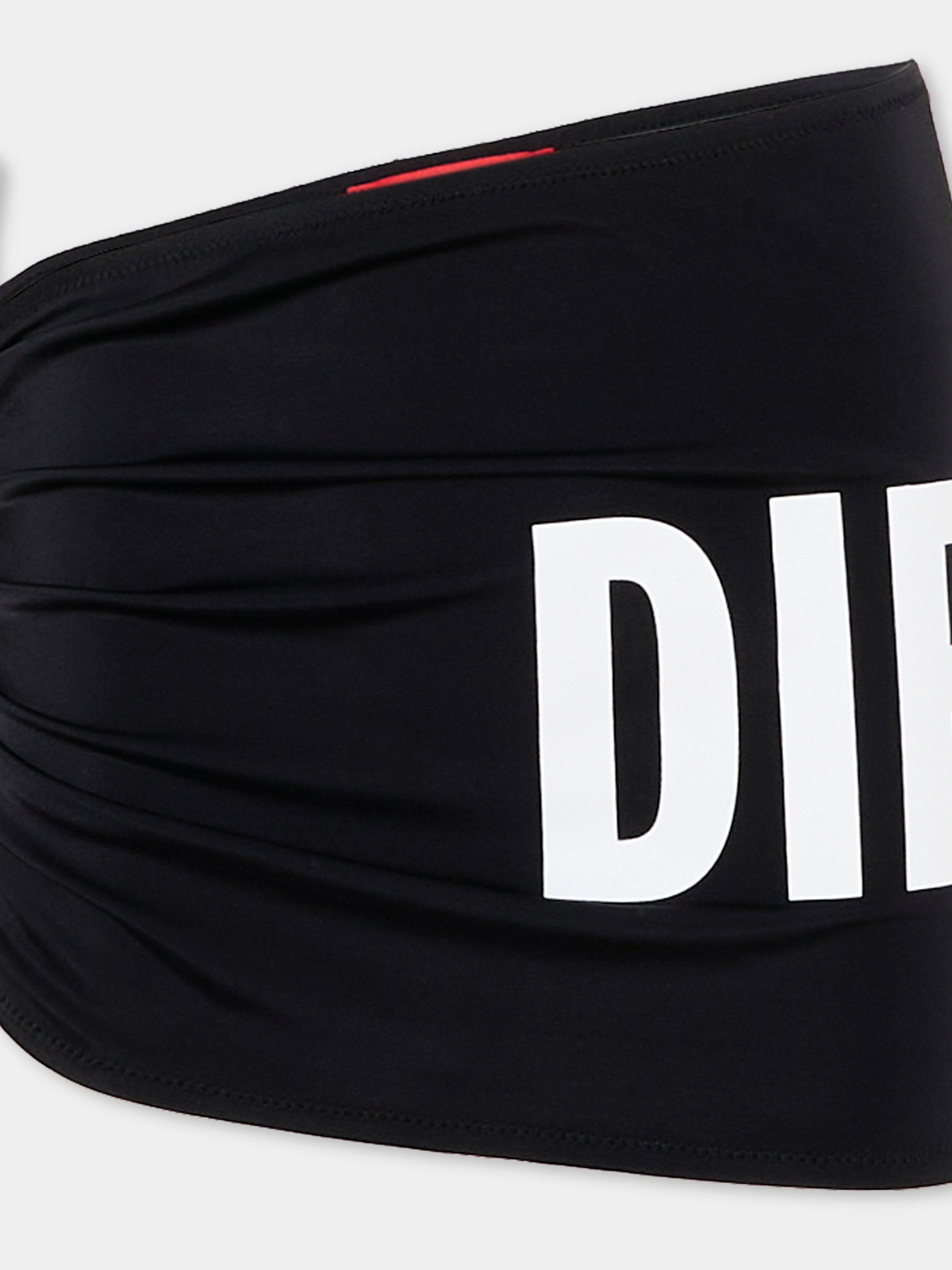 Copricostume nero per bambina con logo,Diesel,J02736 KYAG8 K900