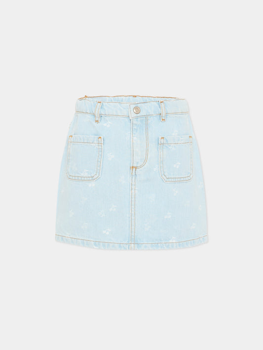 Gonna denim per bambina con ciliegie,Bonpoint,S06GSKW00008 610