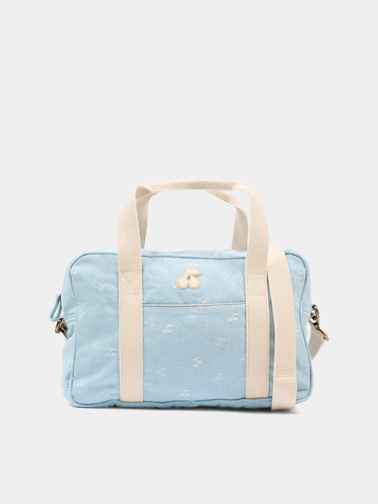Borsa celeste per bambina con ciliegie,Bonpoint,S06GBAW00011 610
