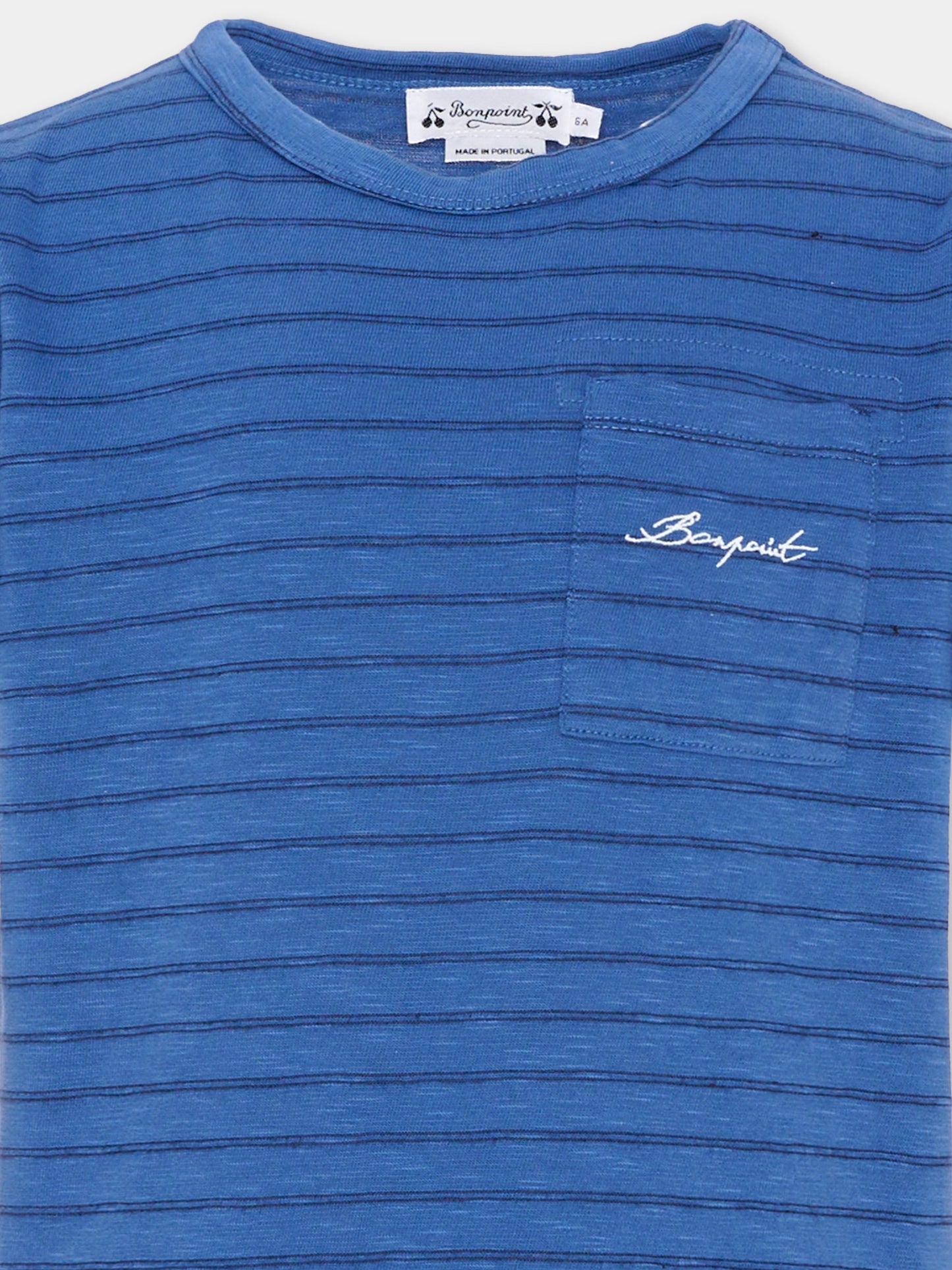 T-Shirt blu a righe per bambino,Bonpoint,S06BTSK00011 273