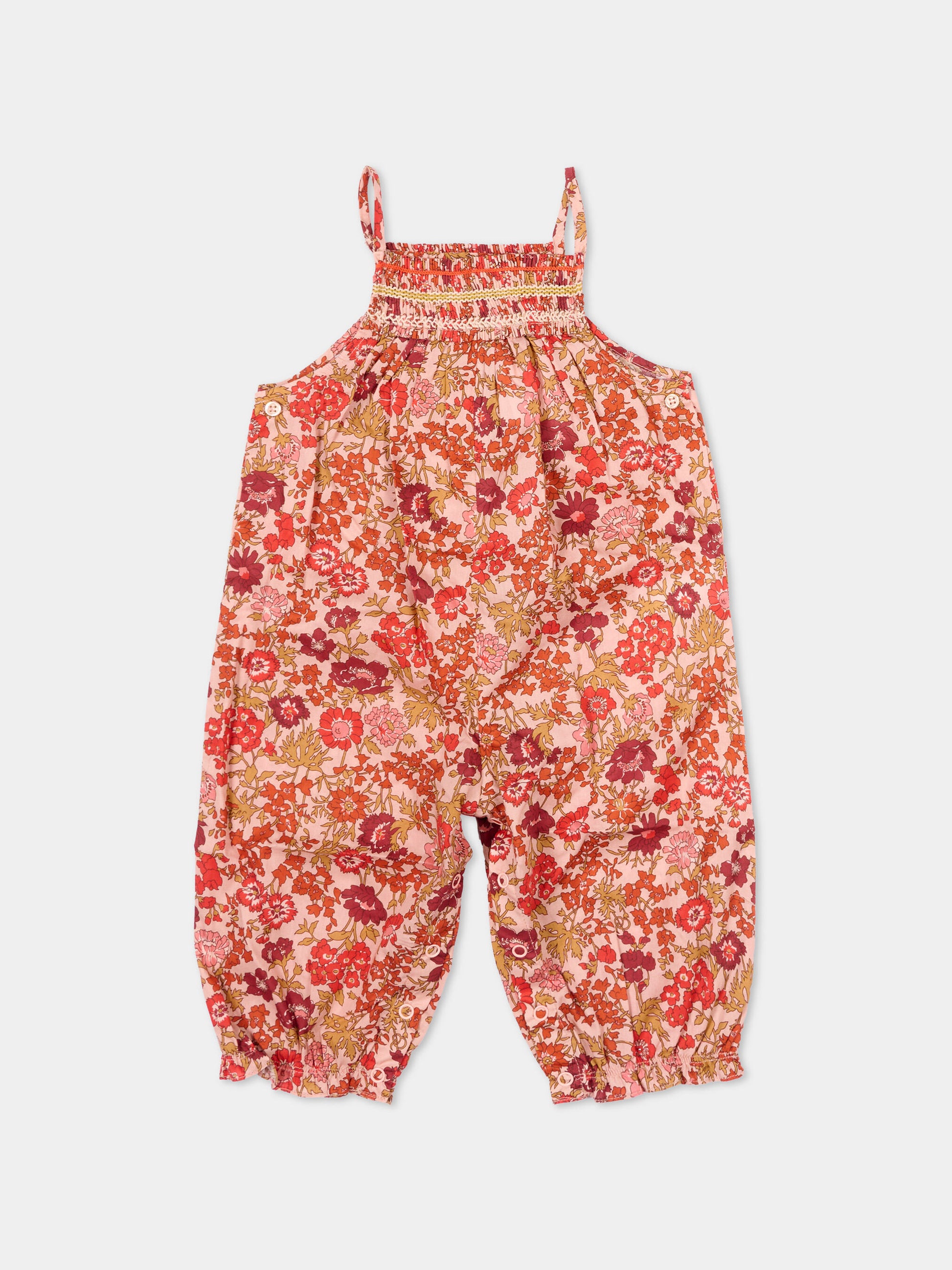 Salopette multicolor per neonata floreale,Bonpoint,S06XOVW00005 520