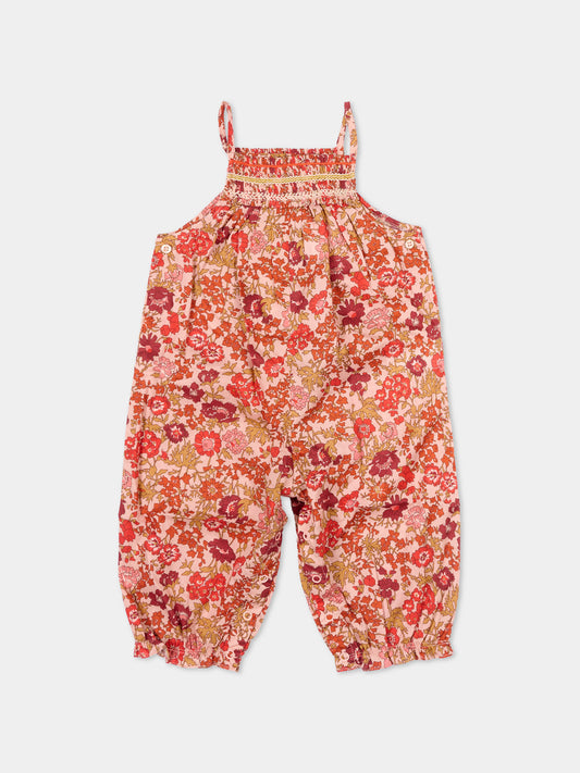 Salopette multicolor per neonata floreale,Bonpoint,S06XOVW00005 520