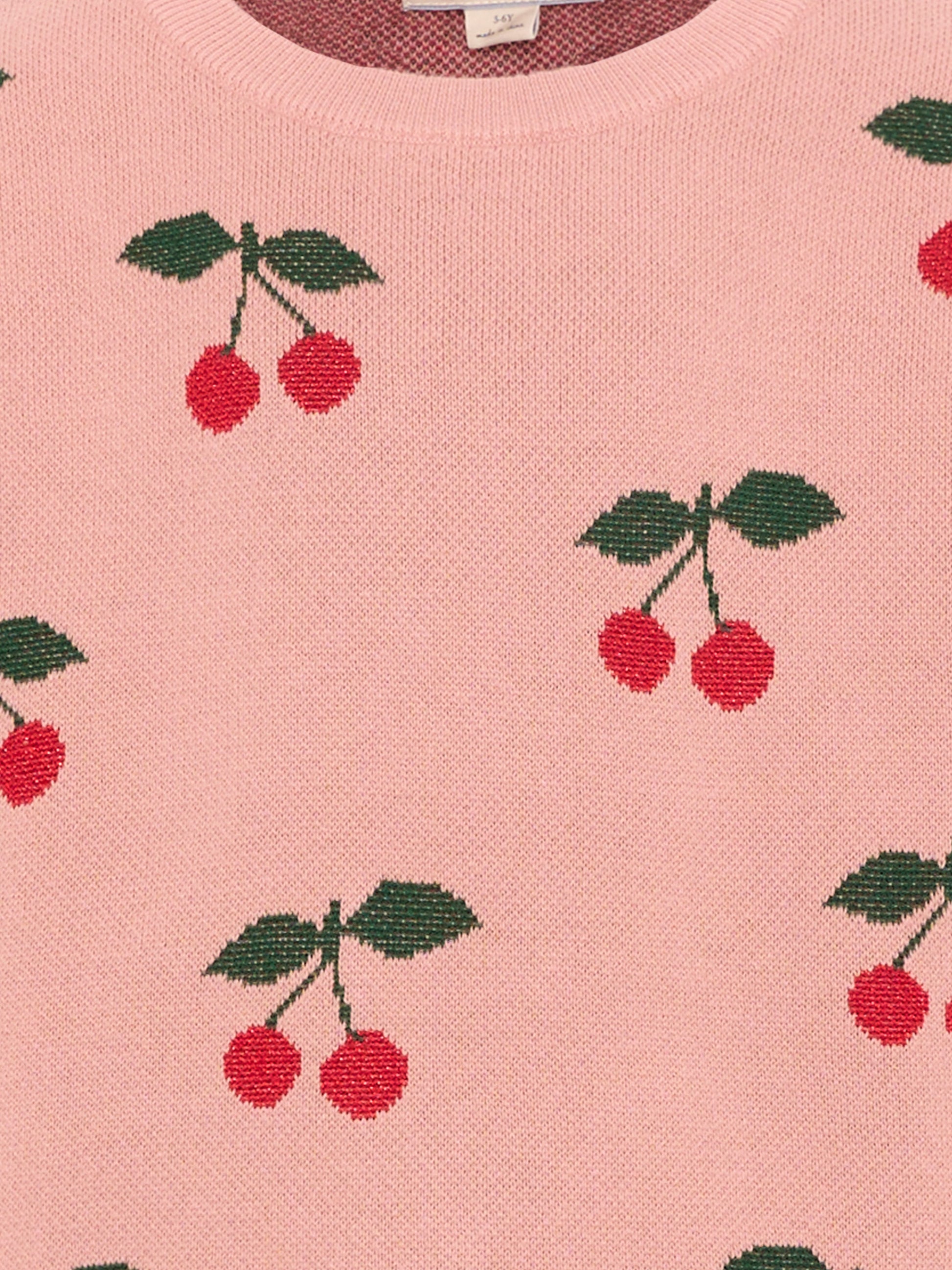 Maglione rosa per bambina con ciliegie,Konges Sløjd,KS104928 CHERRY