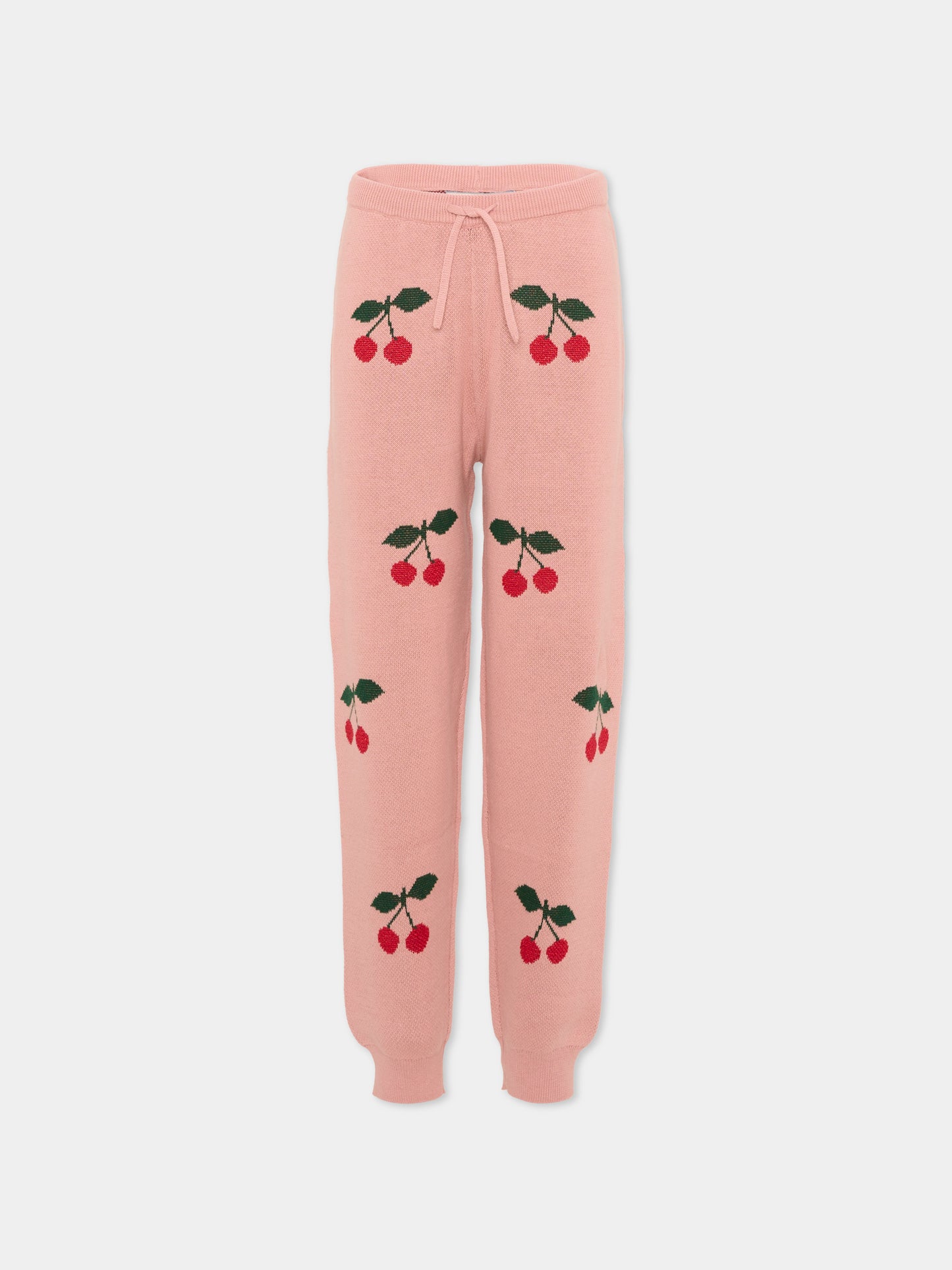 Pantaloni rosa per bambina con ciliegie,Konges Sløjd,KS104930 CHERRY
