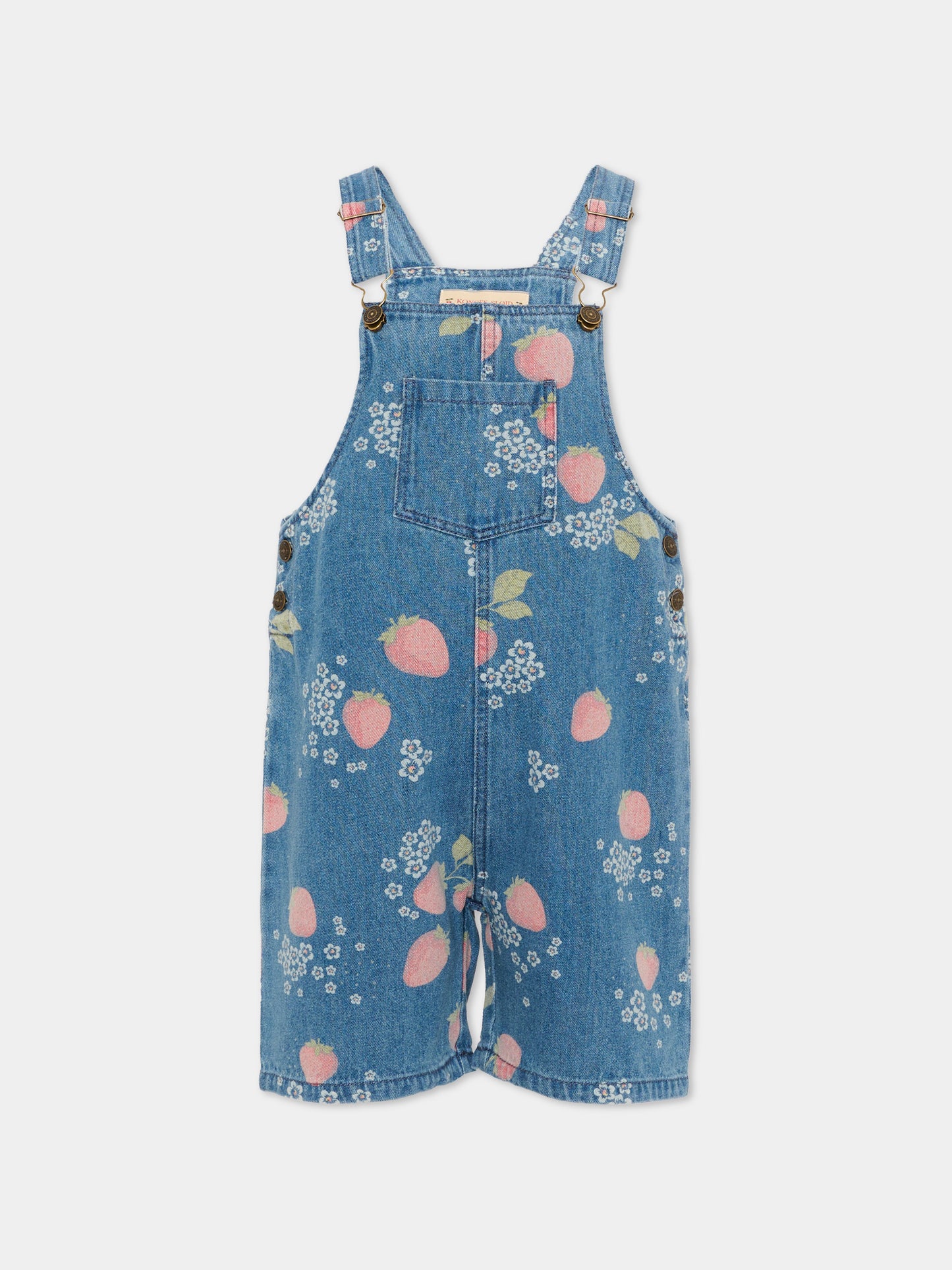 Salopette denim per bambina con fragole,Konges Sløjd,KS104972 MARMELADE SUN