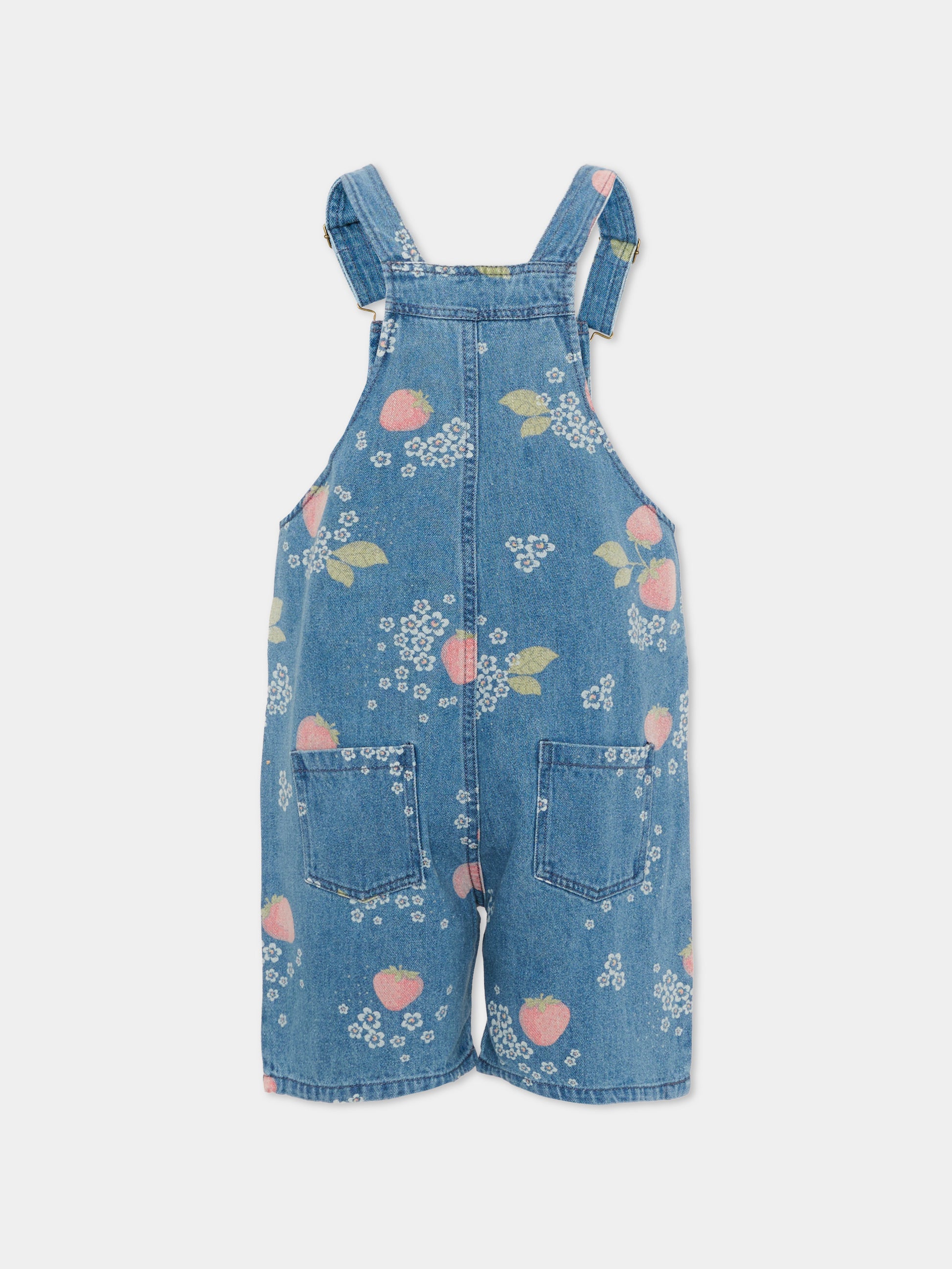 Salopette denim per bambina con fragole,Konges Sløjd,KS104972 MARMELADE SUN