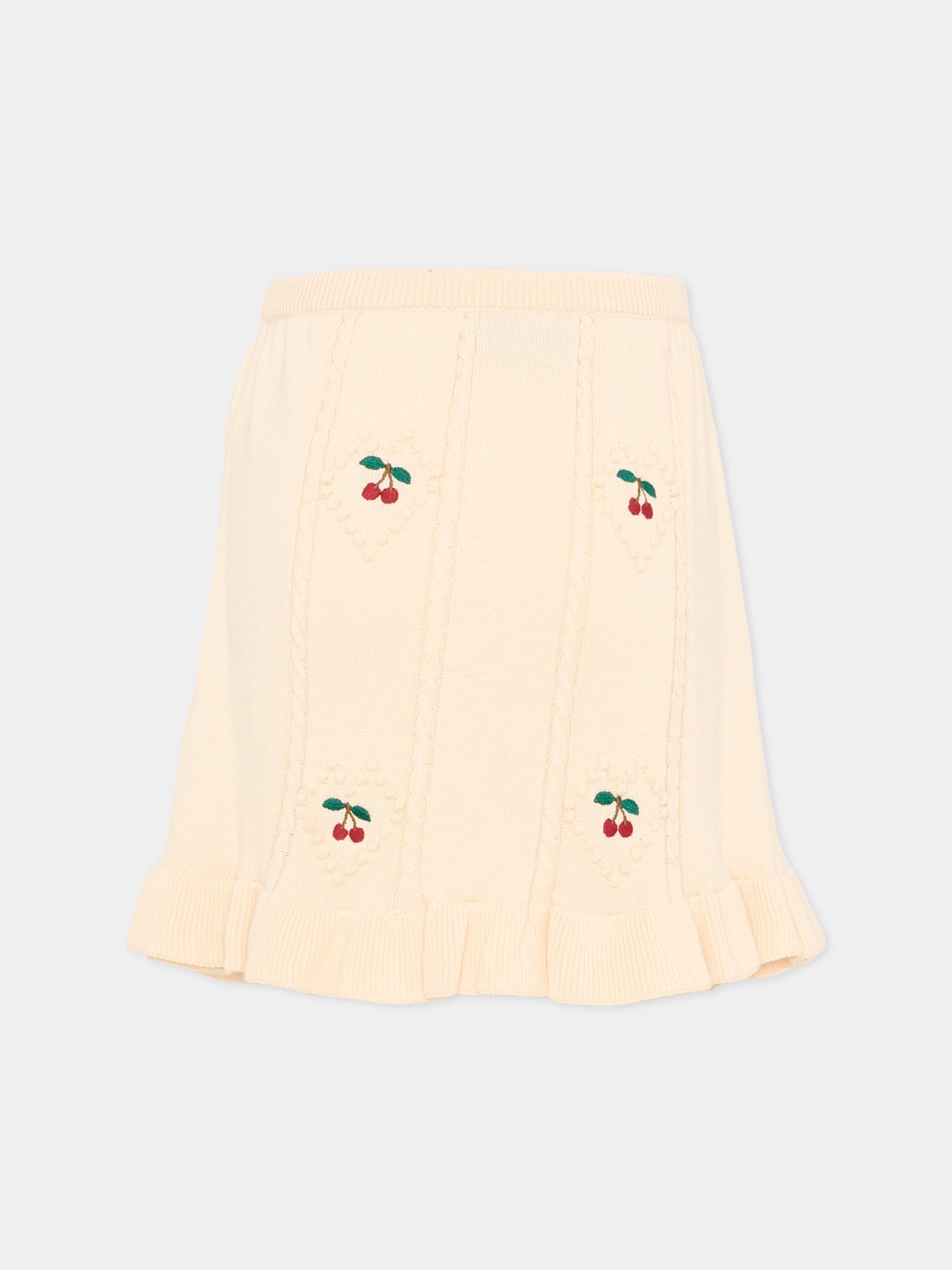 Gonna avorio per bambina con ciliegie,Konges Sløjd,KS105084 PEARLED IVORY