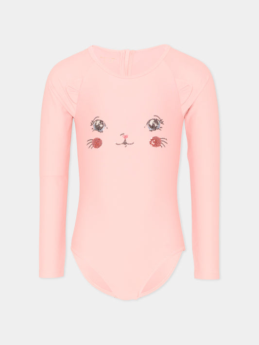 Costume rosa Kitty per bambina con paillettes,Konges Sløjd,KS104918 POWDER PINK