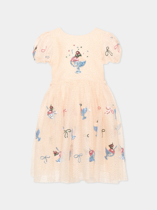 Abito rosa  Gelato  per bambina con paillettes,Konges Sløjd,KS105138 GELATO