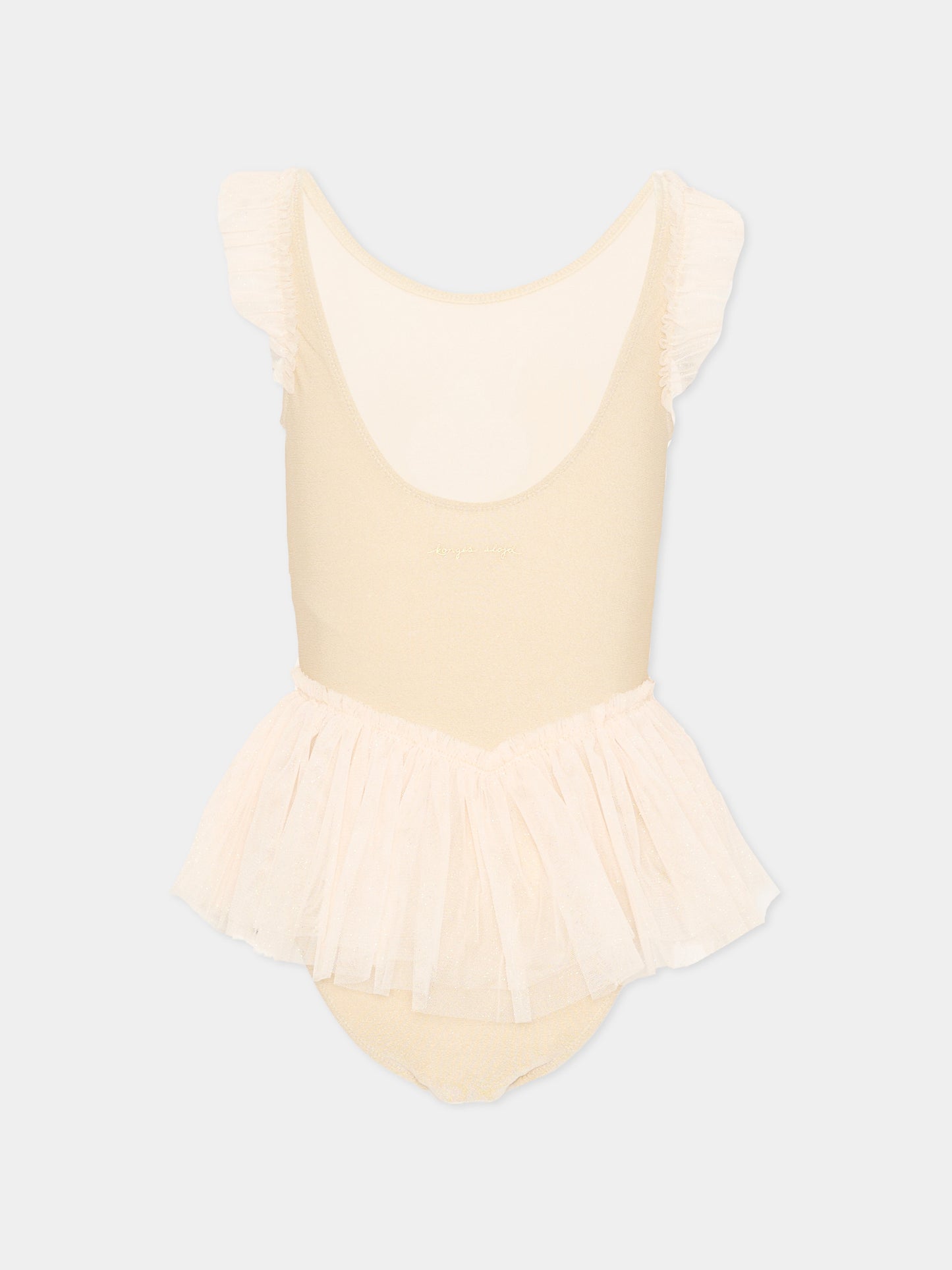 Costume intero beige con tulle per bambina,Konges Sløjd,KS104633 ROSEWATER
