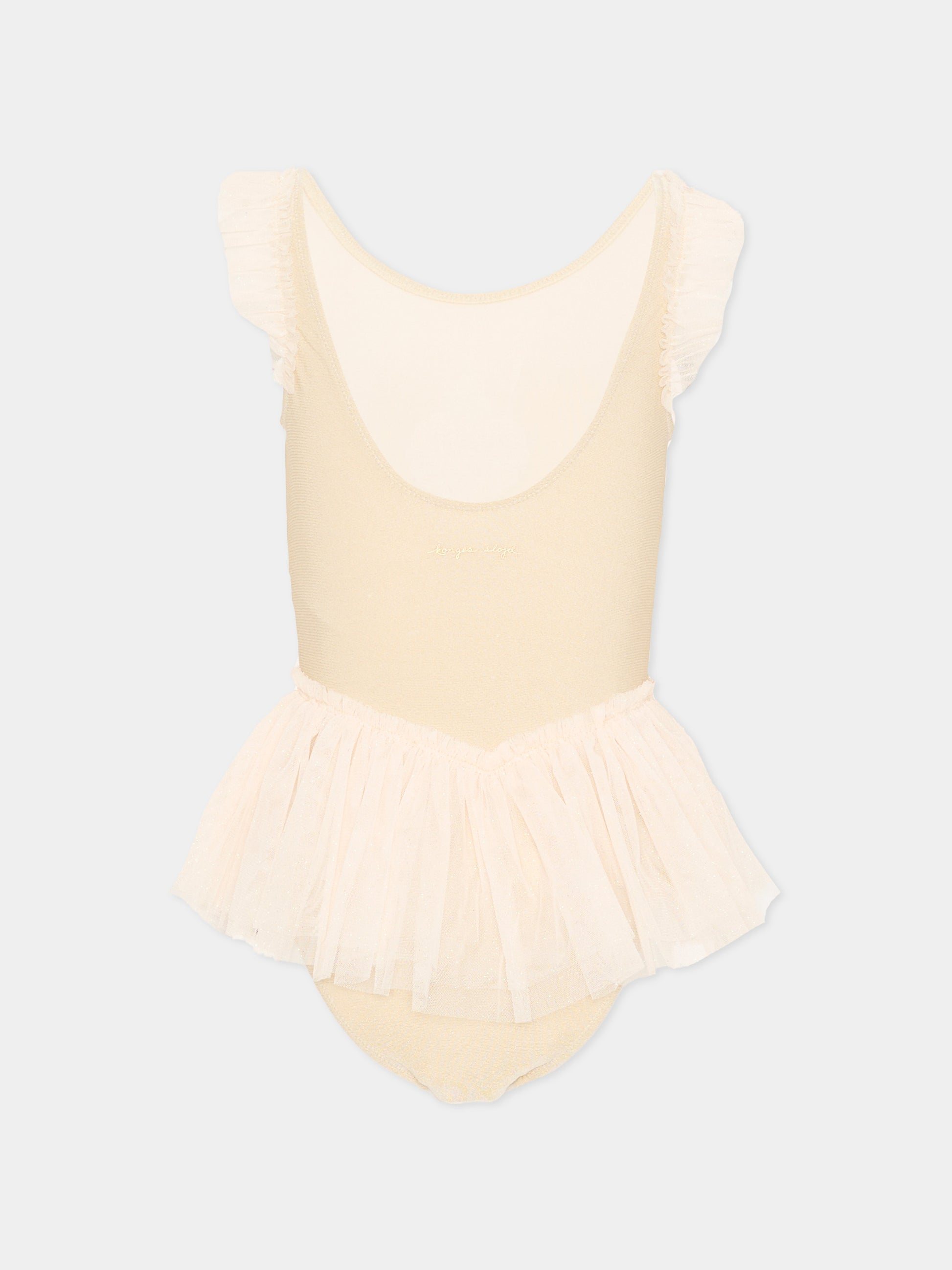 Costume intero beige con tulle per bambina,Konges Sløjd,KS104633 ROSEWATER