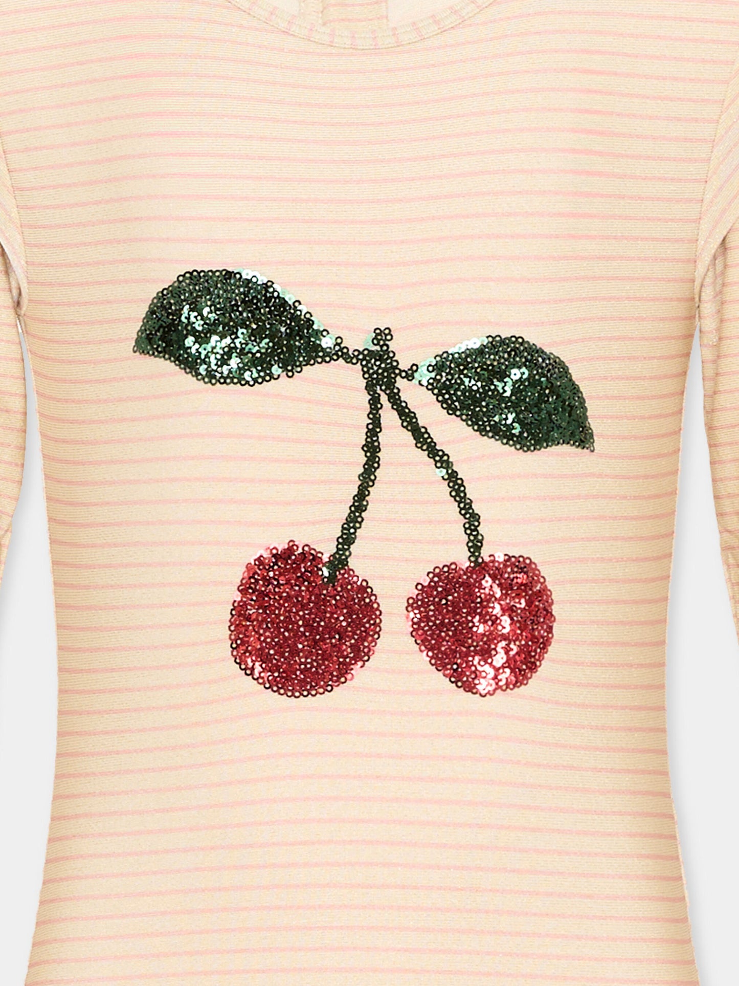 Anti UV beige per bambina con ciliegie,Konges Sløjd,KS104856 ROSE STRIPE