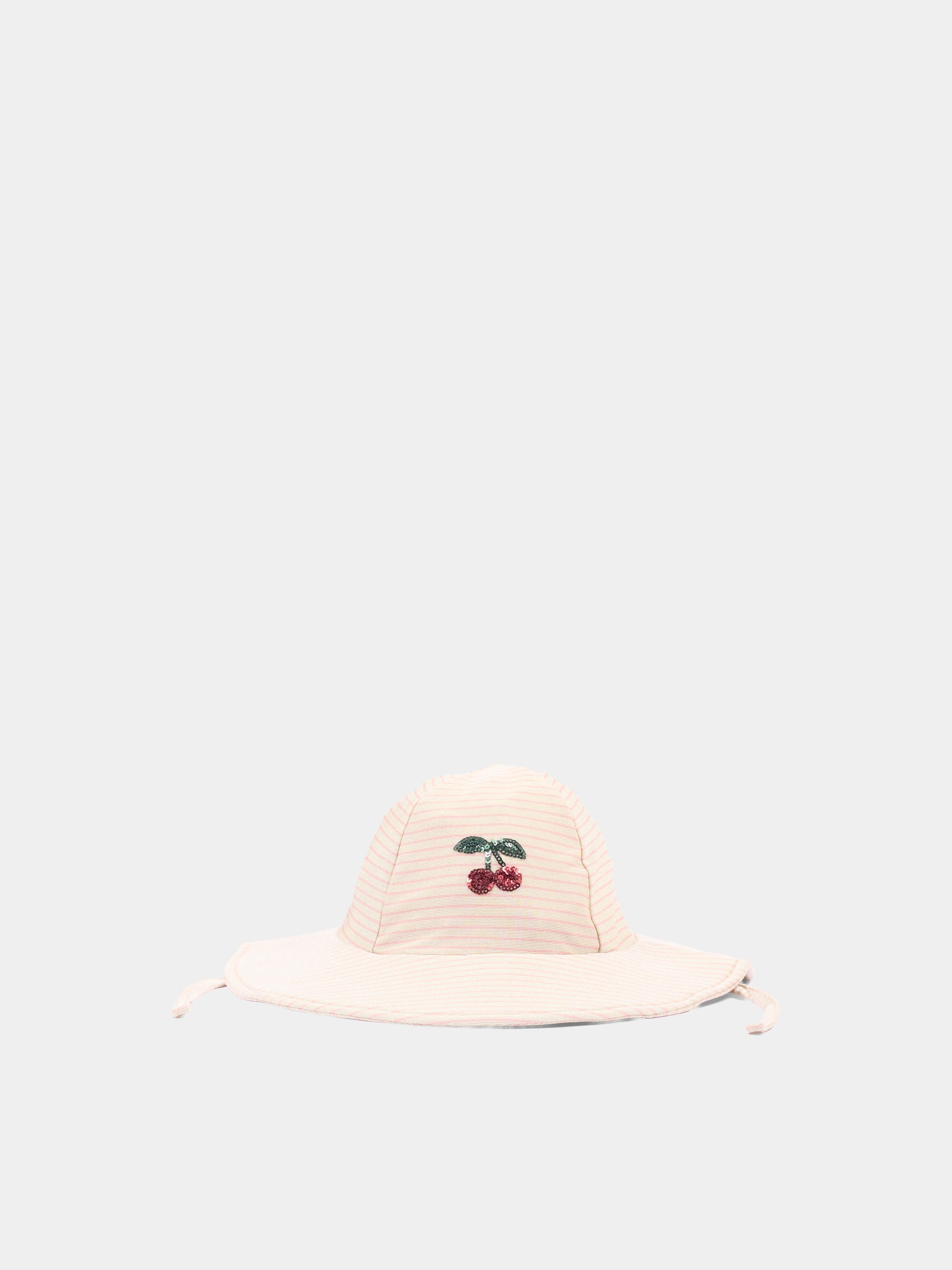 Cloche rosa Jade per bambina con ciliegie,Konges Sløjd,KS104858 ROSE STRIPE