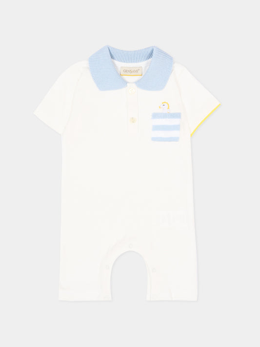 Pagliaccetto avorio per neonato con cavalluccio marino,Gensami,ROSHORT-SEAHORSE-J OFF WHITE +  SKY BLUE