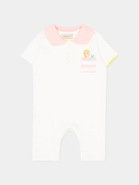 Pagliaccetto avorio per neonata con sirenetta,Gensami,ROSHORT-MERMAID-J OFF WHITE + BABY PINK