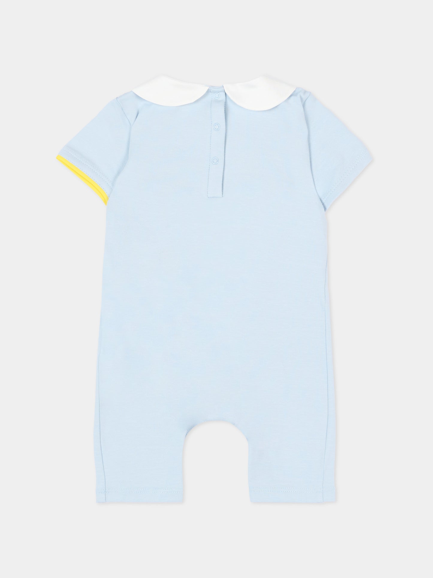 Pagliaccetto celeste per neonato con ricamo alpaca,Gensami,ROSHORT-ALP-J LIGHT BLUE