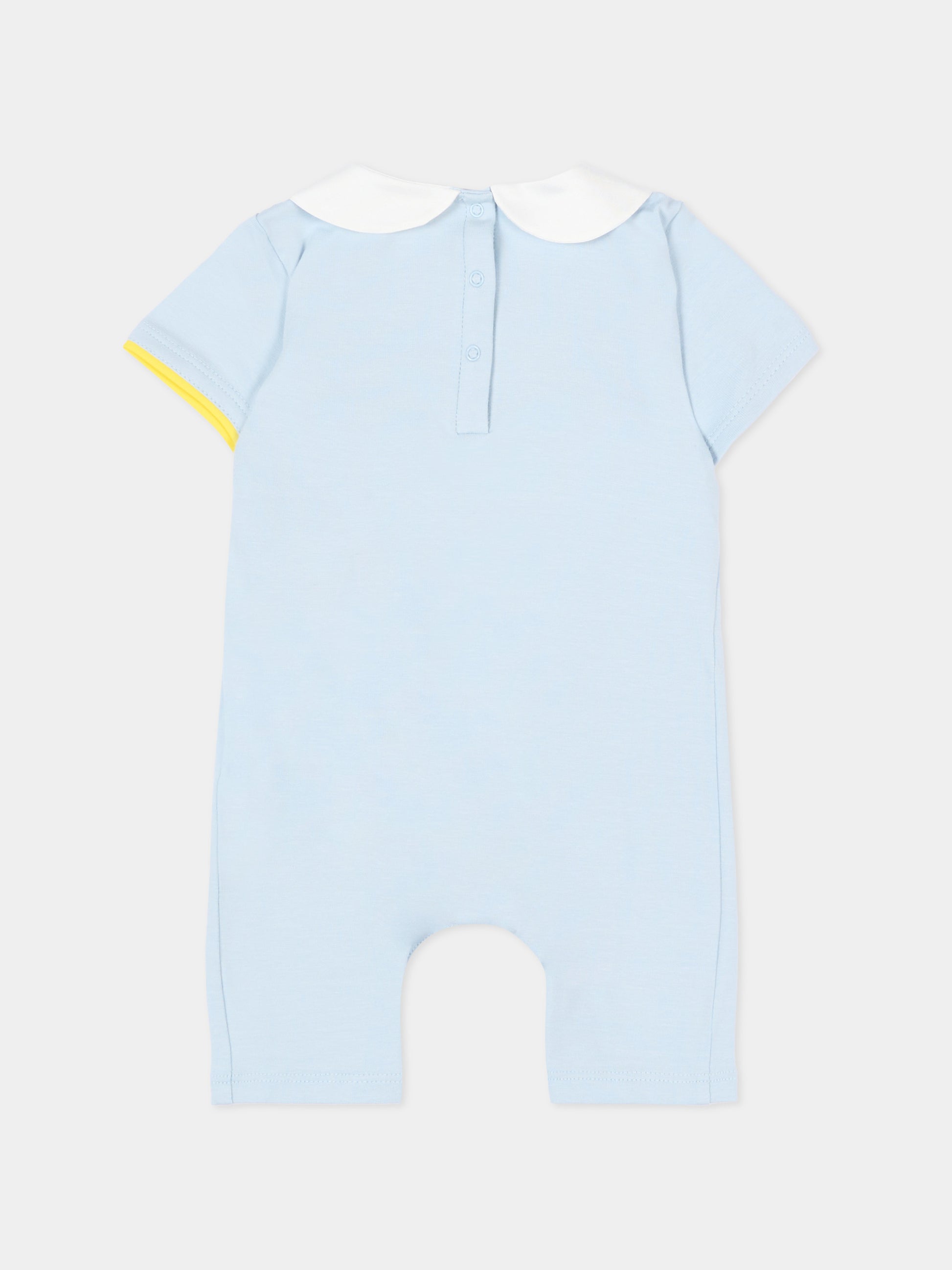 Pagliaccetto celeste per neonato con ricamo alpaca,Gensami,ROSHORT-ALP-J LIGHT BLUE
