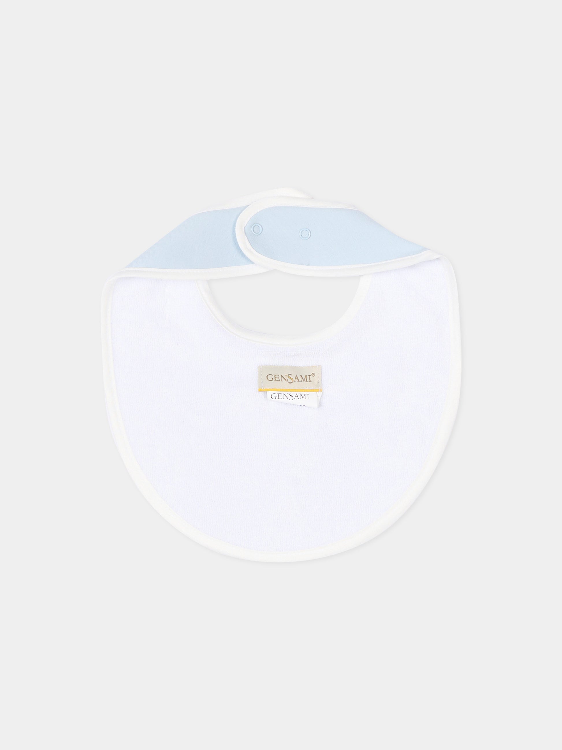 Bavaglino celeste con ricamo alpaca,Gensami,BIB-ALP-J LIGHT BLUE