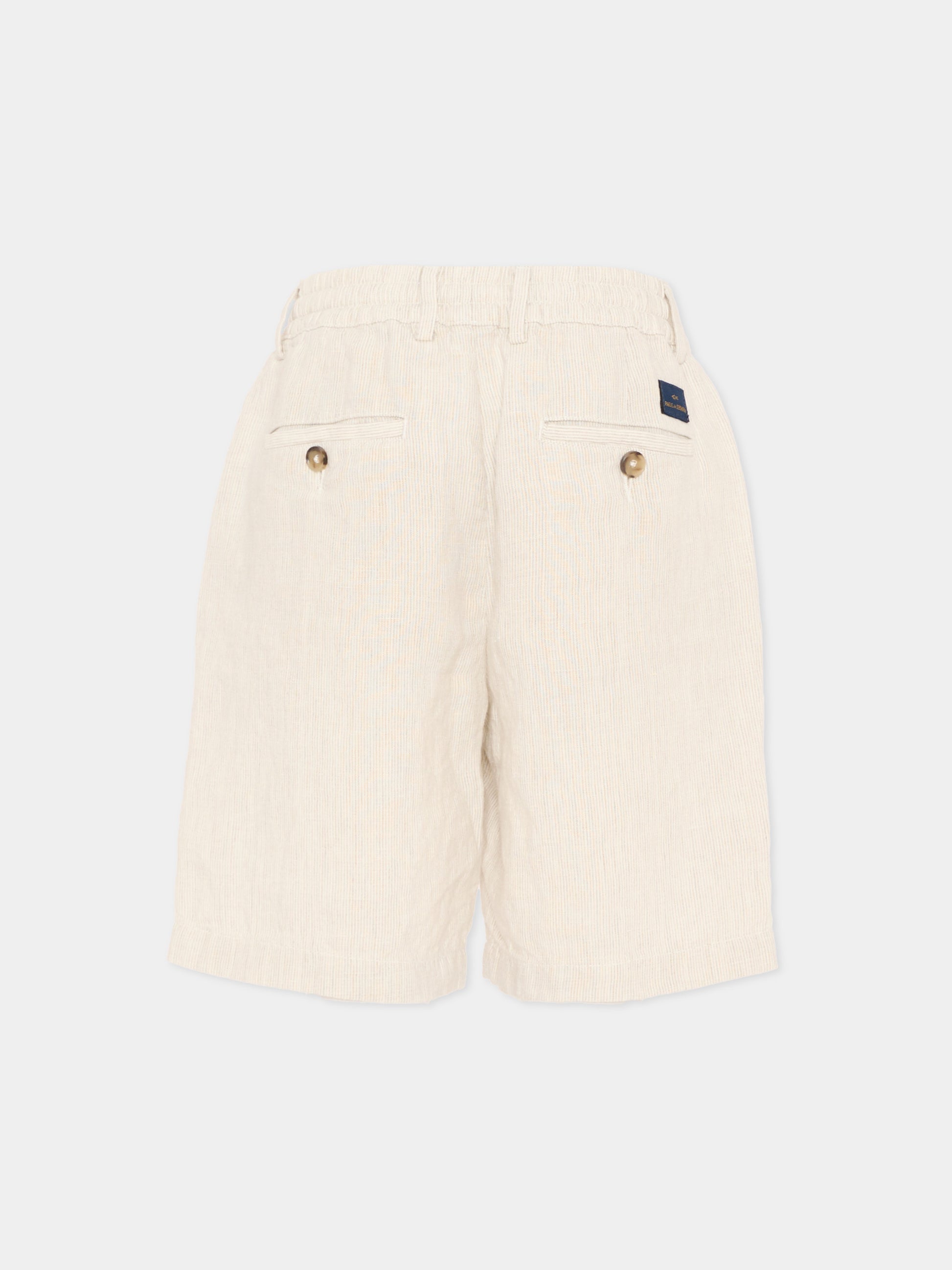 Shorts beige per bambino a righe,Paul & Shark Junior,WUQ000 LUE03 80224