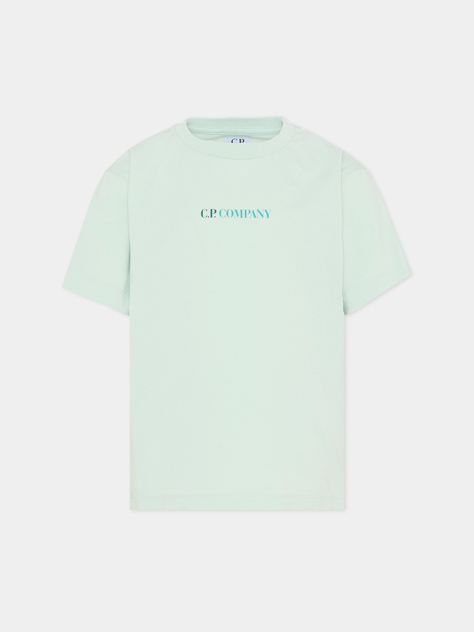 T-Shirt celeste per bambino con logo,C. P. Company,CSM002-LAA17 41372