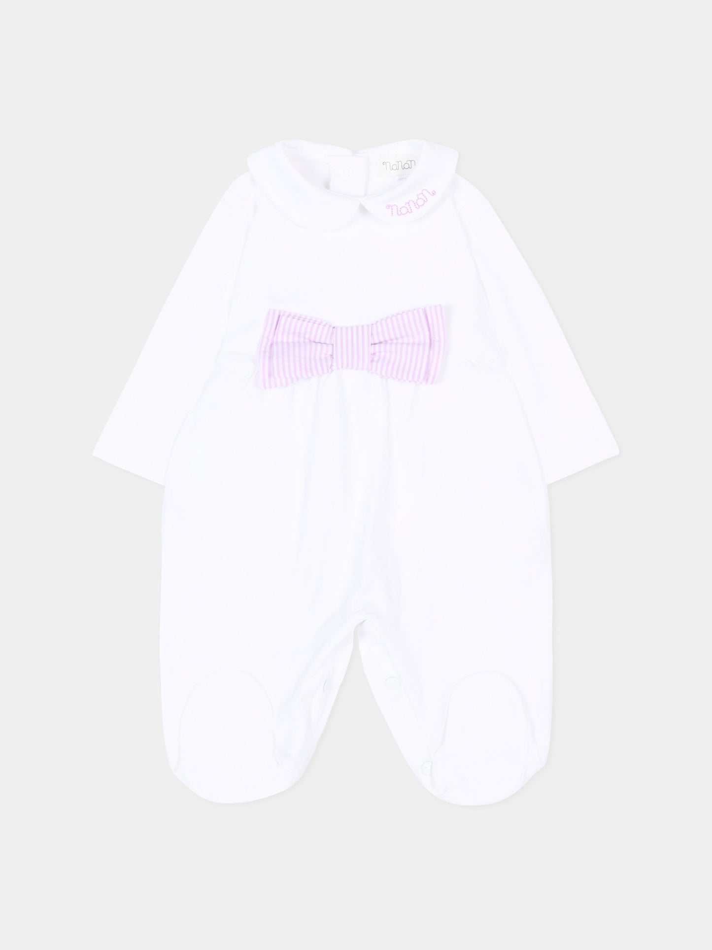 Tutina bianca per neonata con fiocco,Nanán,E26473L