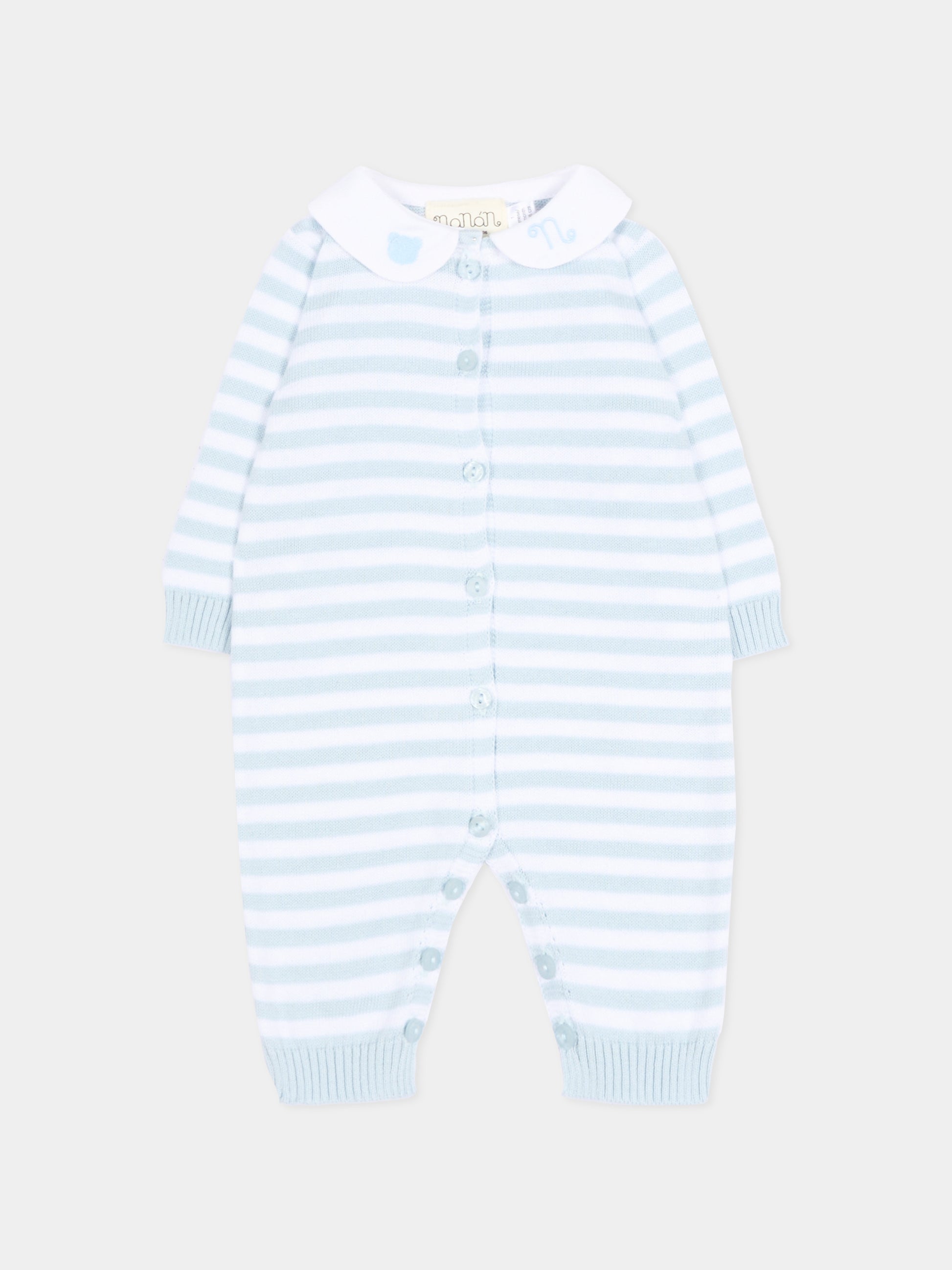 Tutina azzurra a righe per neonato,Nanán,E26003A