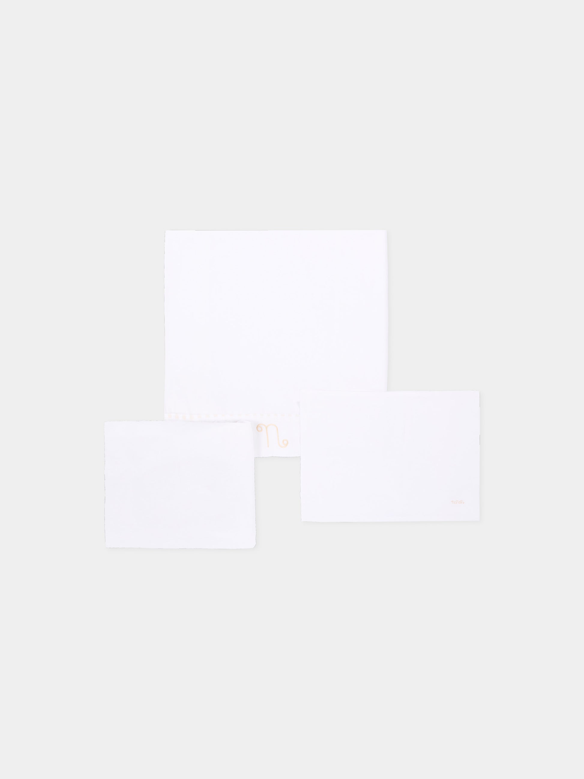 Lenzuola bianche per neonati con profili beige,Nanán,E26407BE