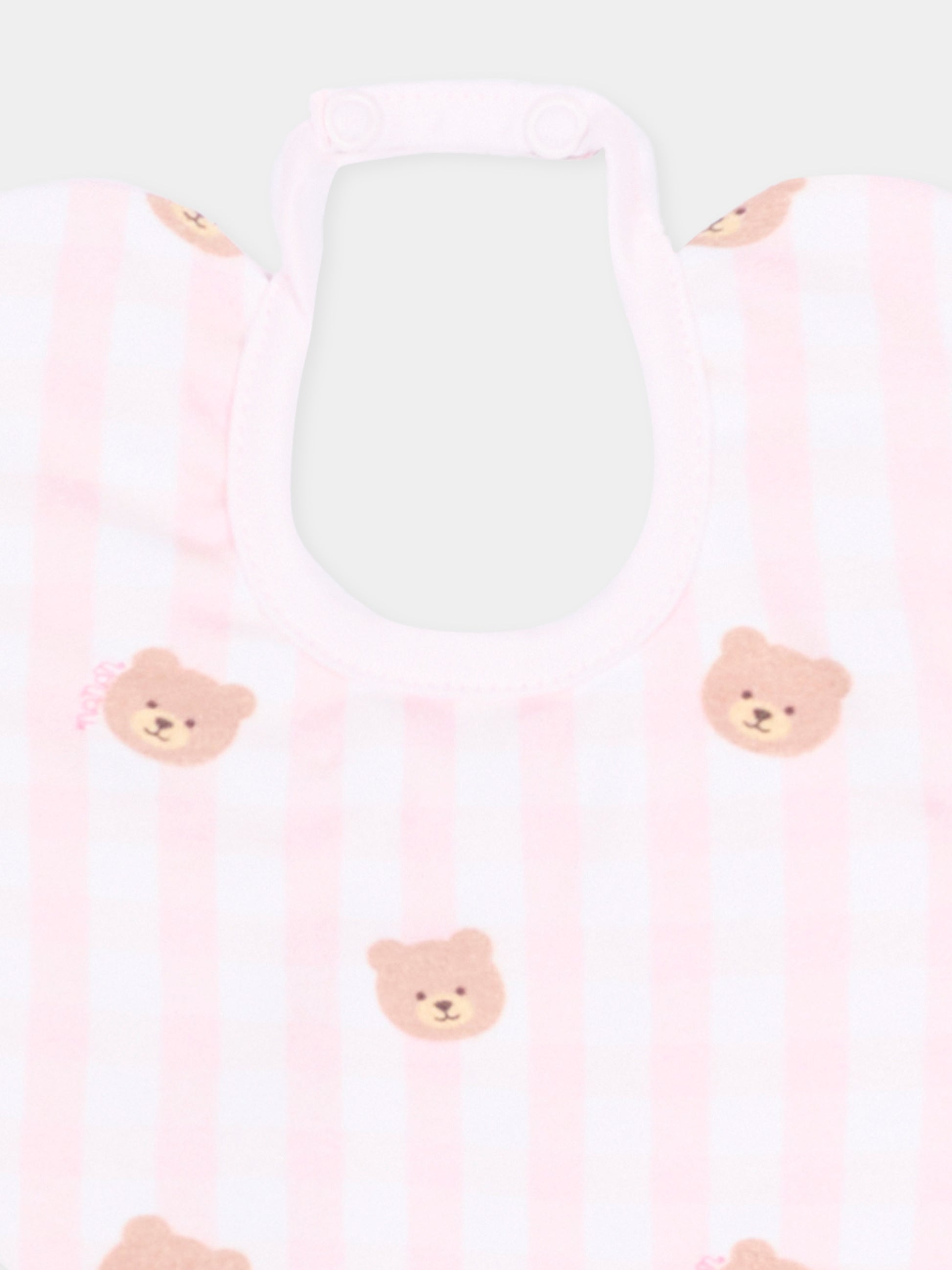 Bavaglino rosa per neonata con teddy bear,Nanán,E26021R