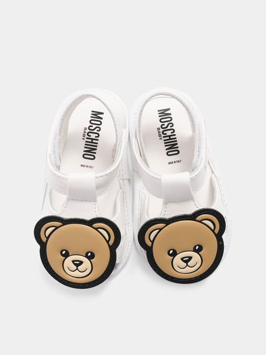 Sandalo bianco per neonata con teddy bear,Moschino Kids,82881 - VAR1