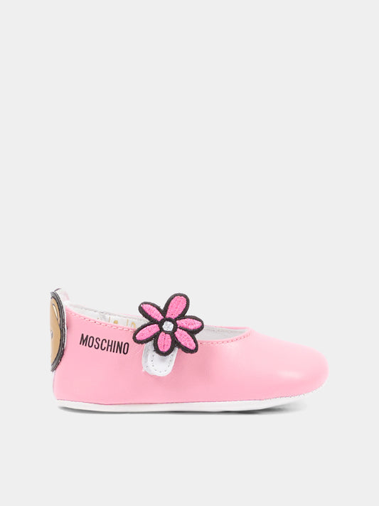 Ballerina rosa per neonata con fiore,Moschino Kids,82886 - VAR1