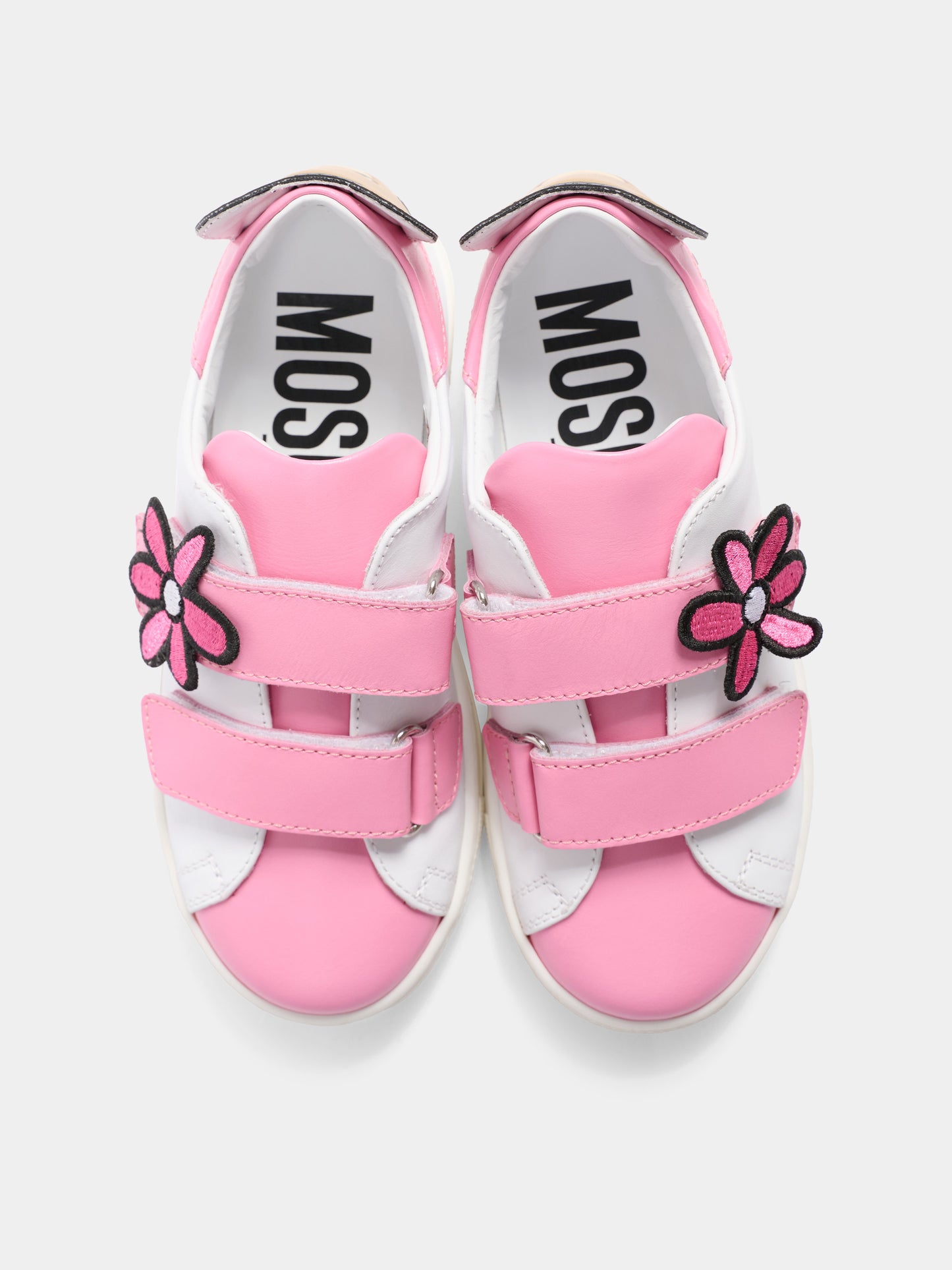 Sneakers rosa per bambina con logo,Moschino Kids,83070 - VAR1