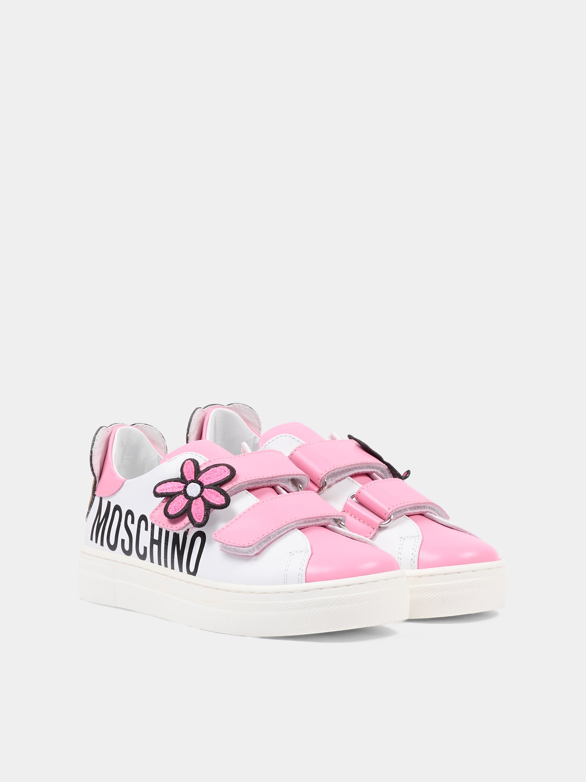 Sneakers rosa per bambina con logo,Moschino Kids,83070 - VAR1