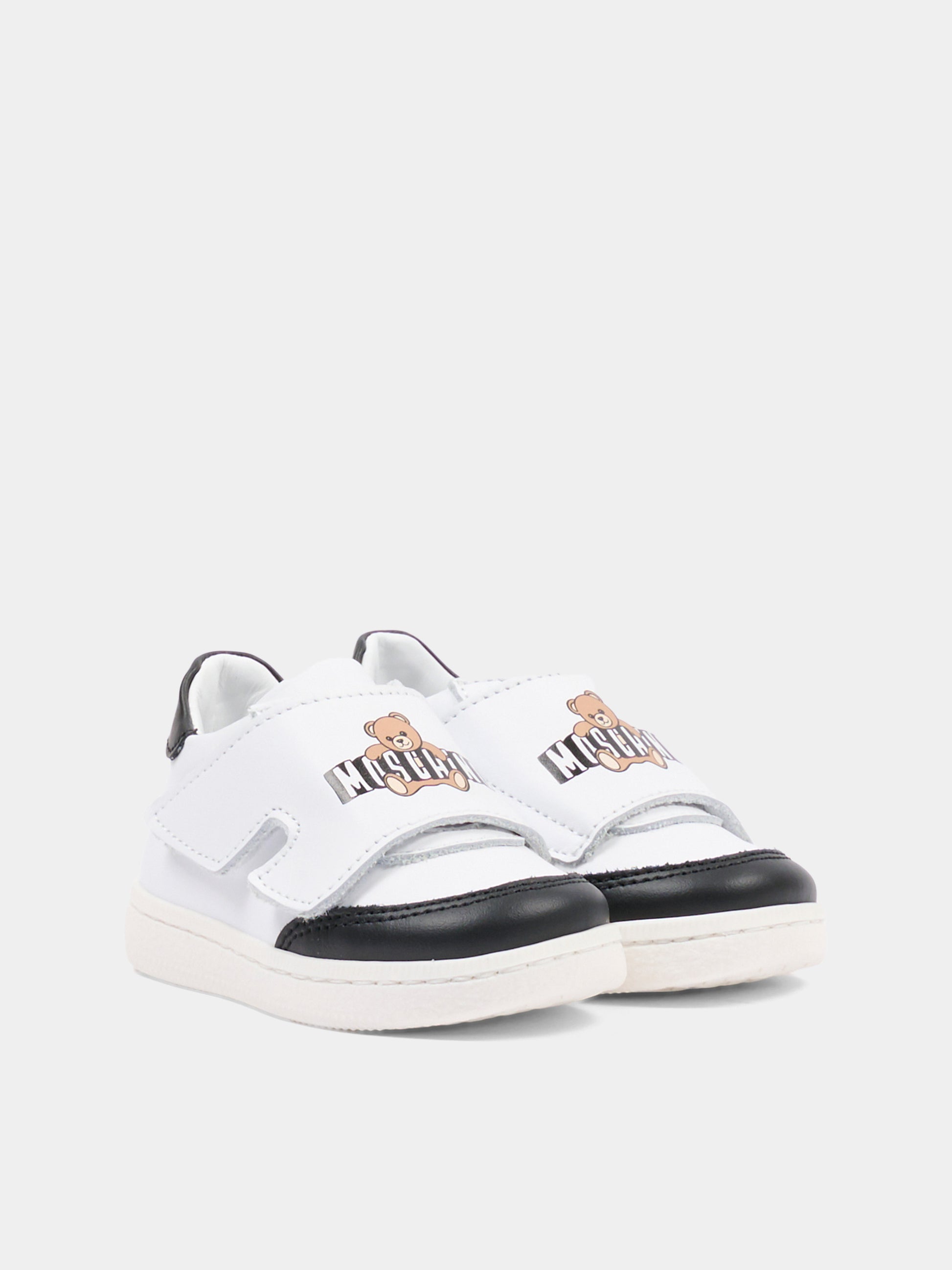 Sneakers basse bianche per bambino con logo,Moschino Kids,82943 - VAR2