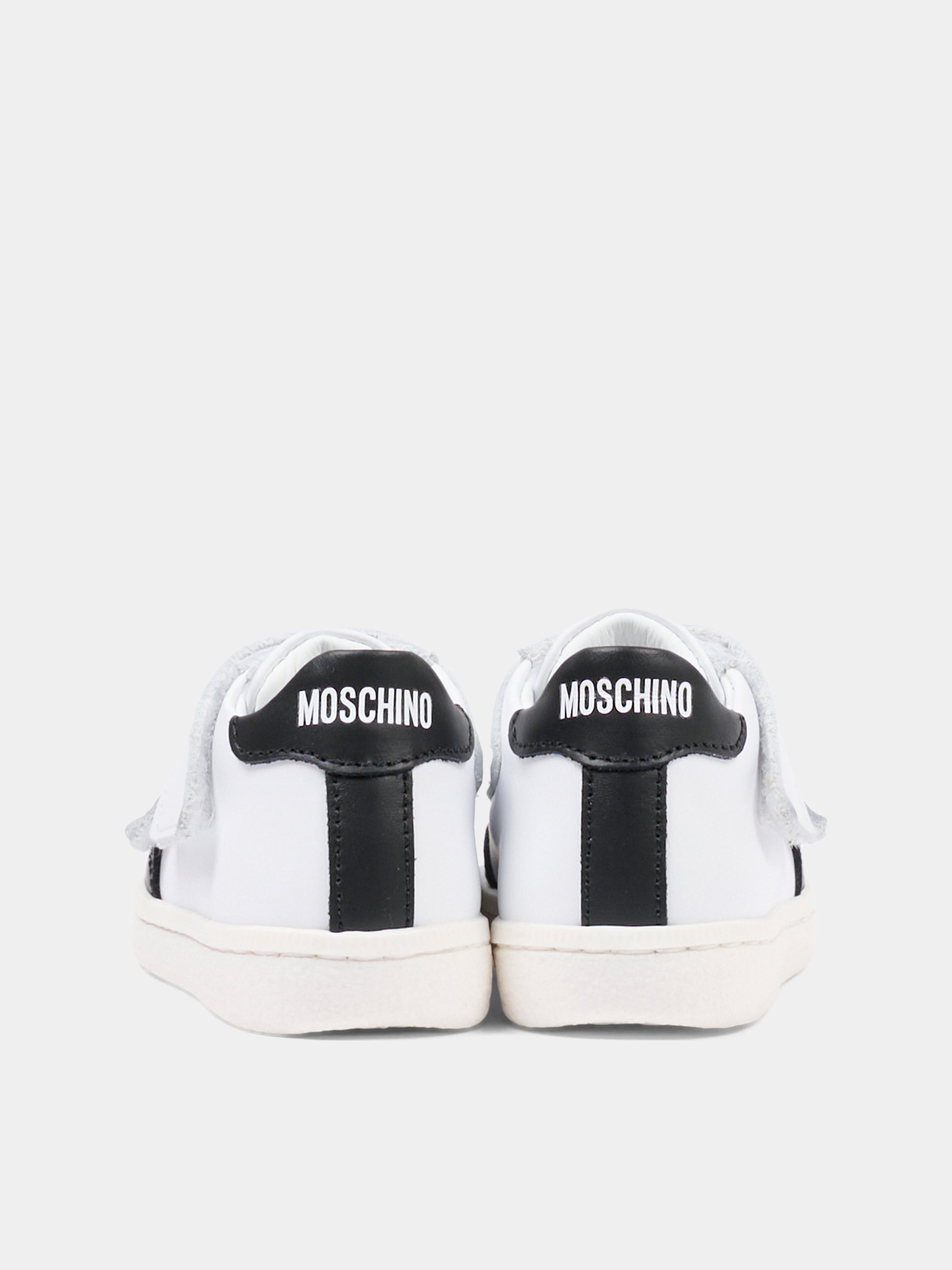 Sneakers basse bianche per bambino con logo,Moschino Kids,82943 - VAR2