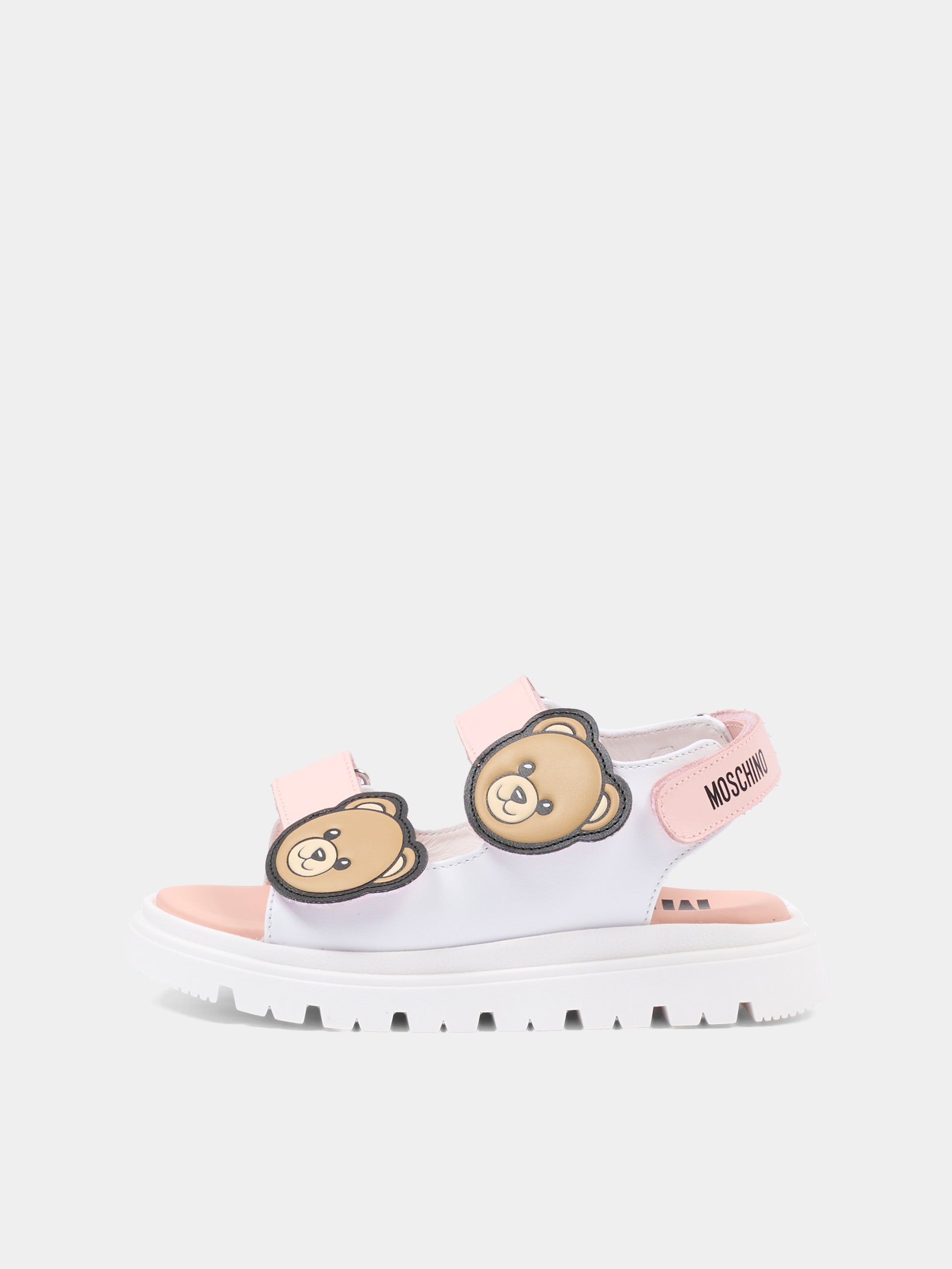 Sandali bianchi per bambina con teddy bear,Moschino Kids,83027 - VAR4