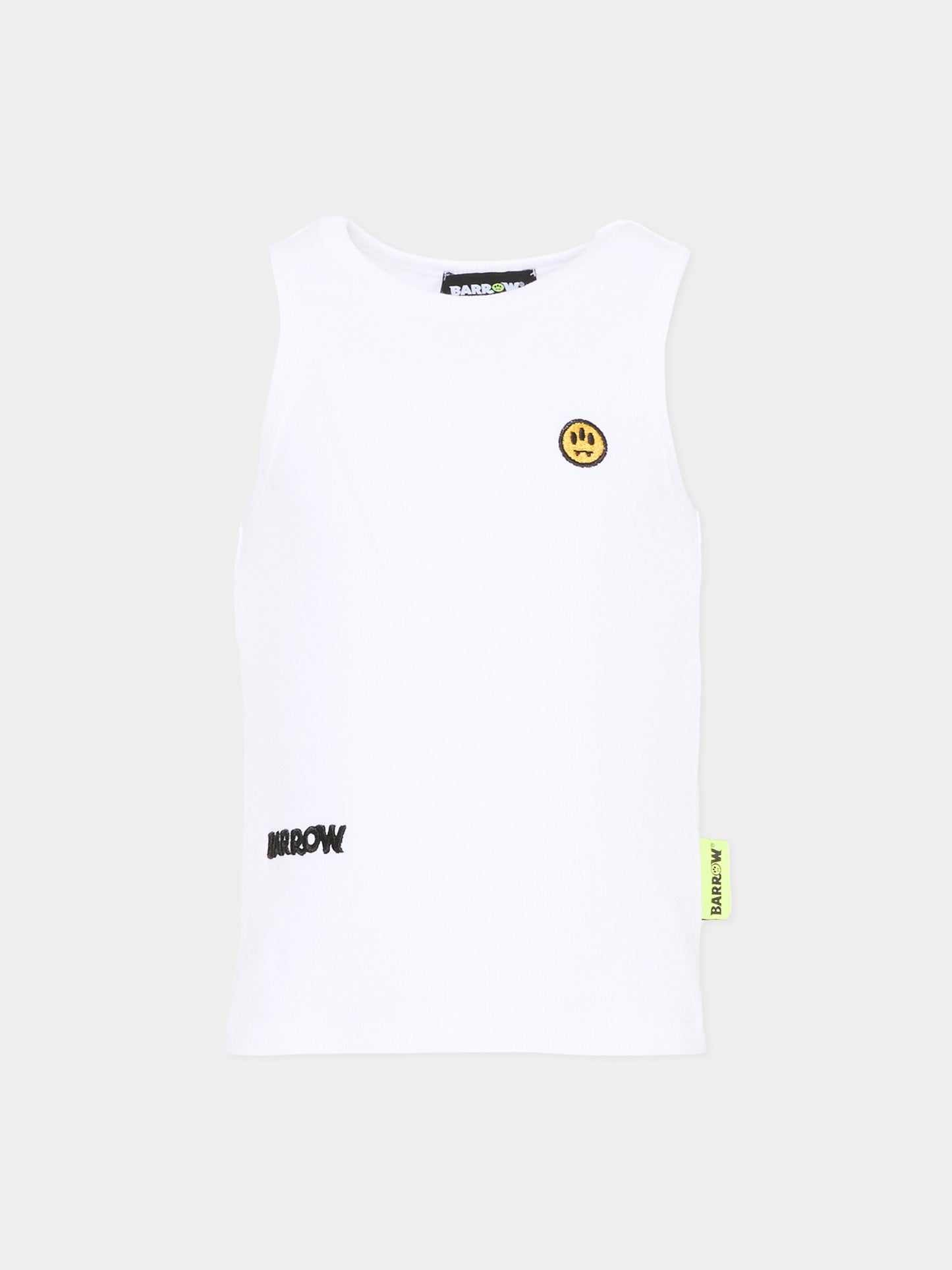 Canotta bianca per bambina con logo,Barrow,S6BKJGTA021 002