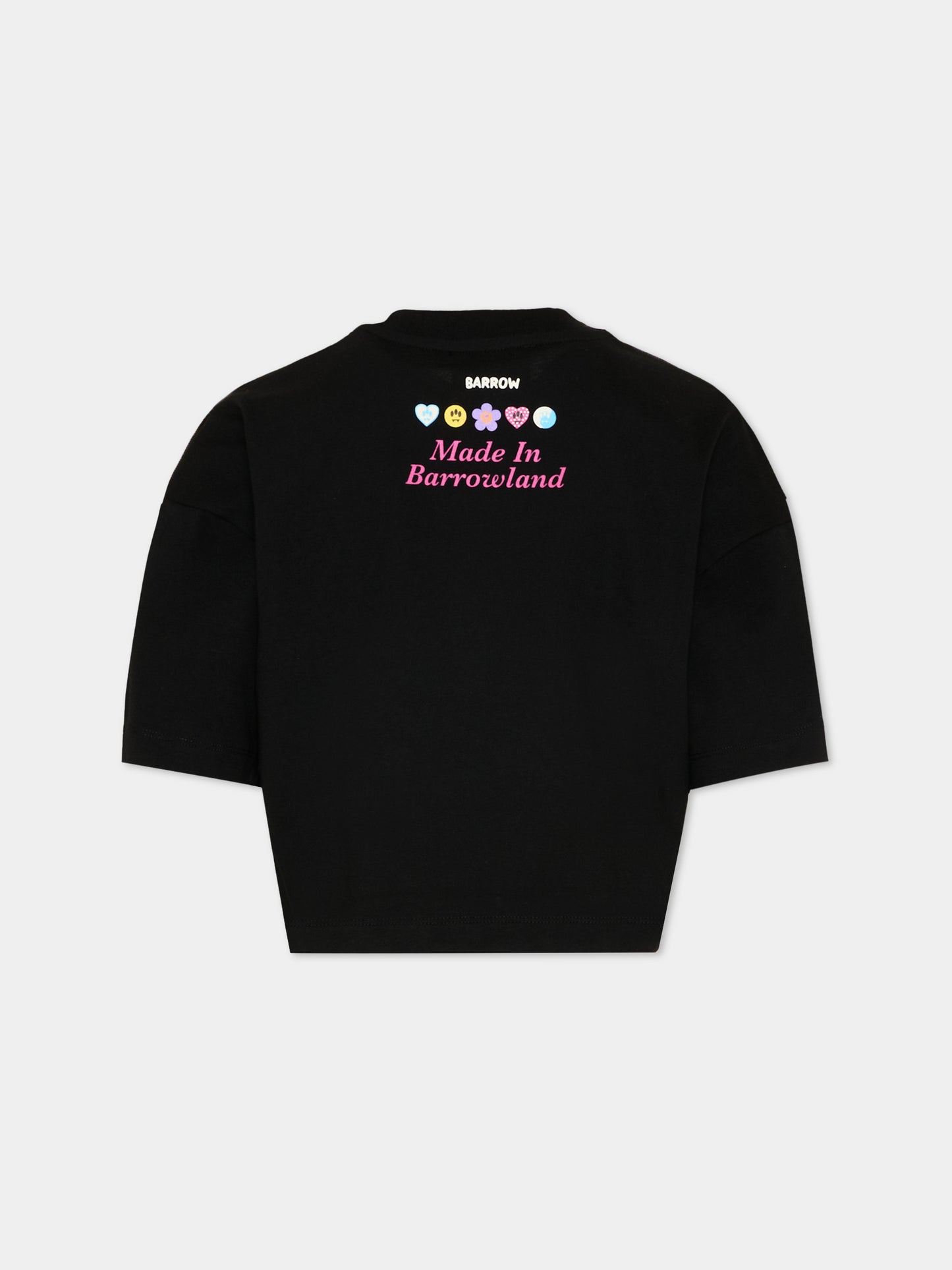 T-Shirt nera per bambina con logo,Barrow,S6BKJGTH132 110