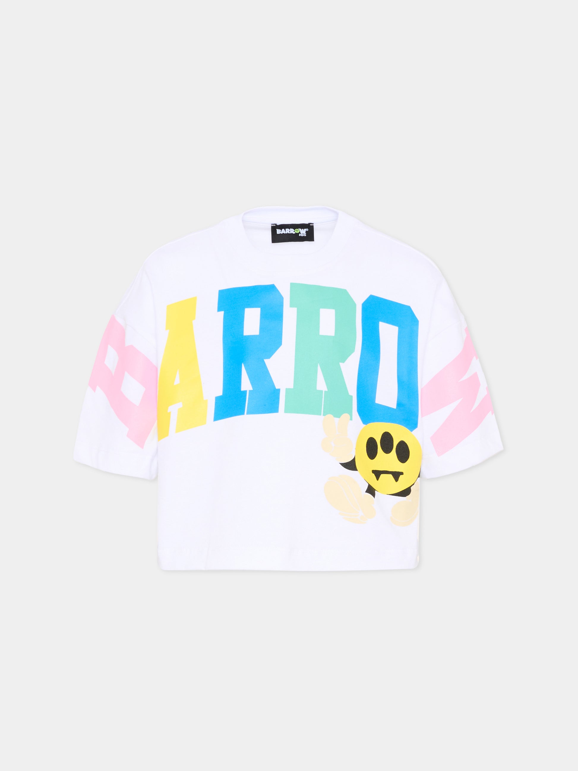 T-Shirt bianca per bambina con logo,Barrow,S6BKJGTH173 002