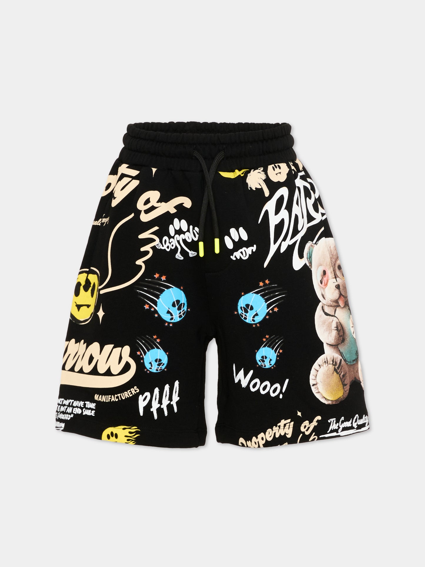 Shorts sportivi neri per bambini stampa logo,Barrow,S6BKJUBE043 110