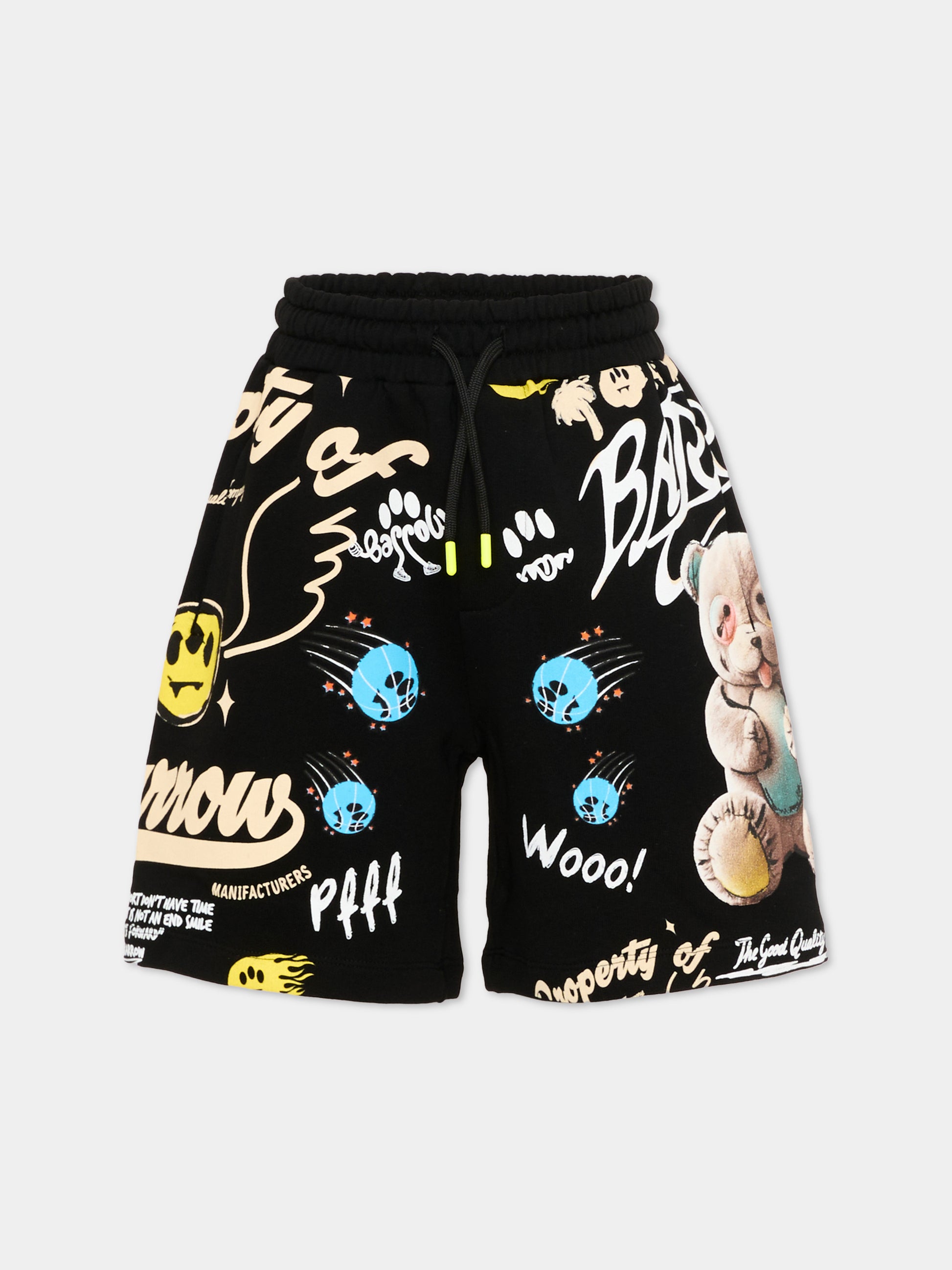 Shorts sportivi neri per bambini stampa logo,Barrow,S6BKJUBE043 110