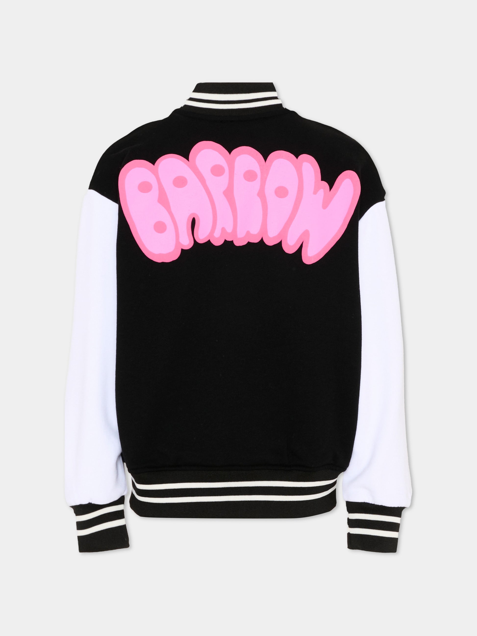 Bomber nero per bambina con logo fluo,Barrow,S6BKJUBO102 110/02