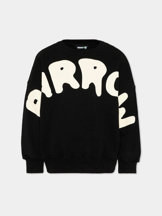 Felpa nera per bambini con logo,Barrow,S6BKJUSW016 110