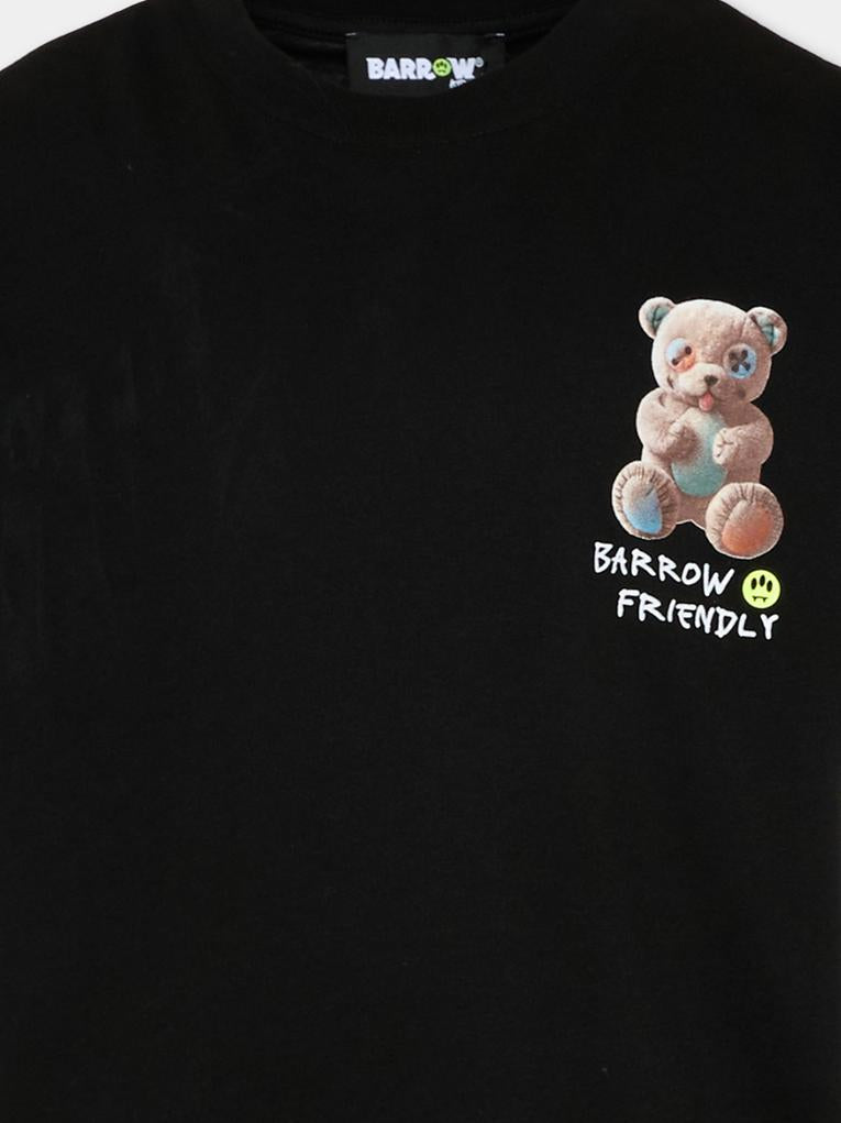 T-Shirt nera per bambini con orsetto,Barrow,S6BKJUTH003 110