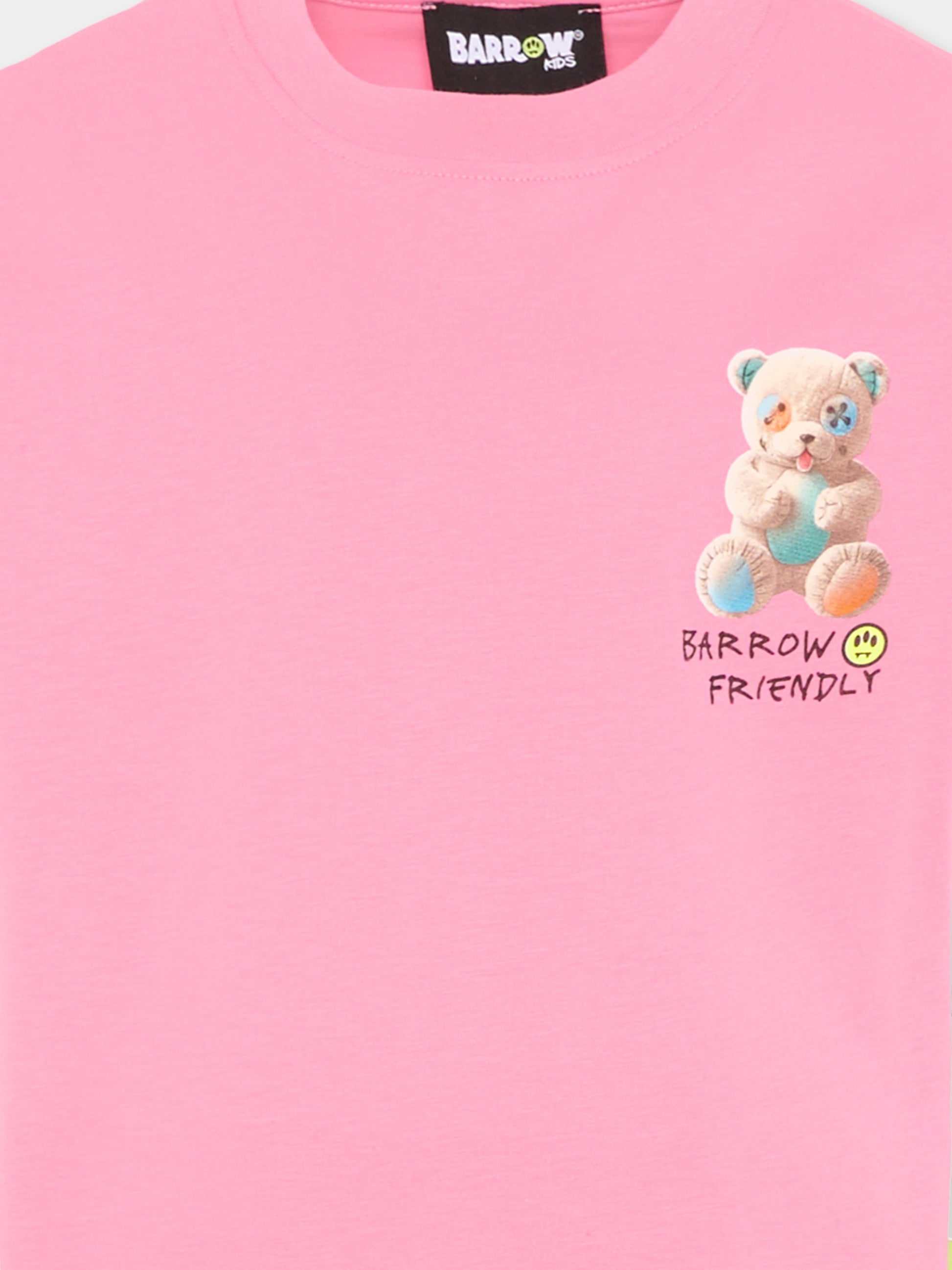 T-Shirt rosa per bambina con orsetto,Barrow,S6BKJUTH003 BW311
