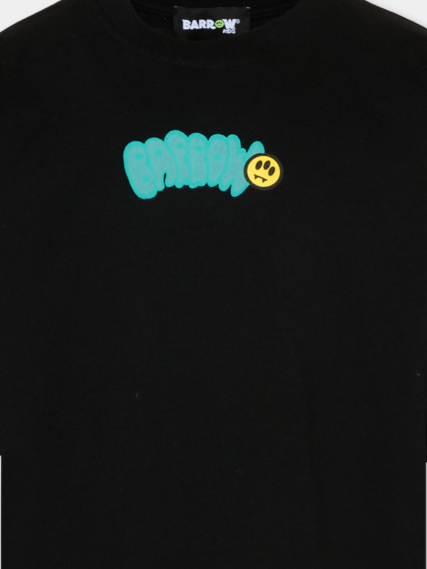 T-Shirt nera per bambini con logo,Barrow,S6BKJUTH007 110