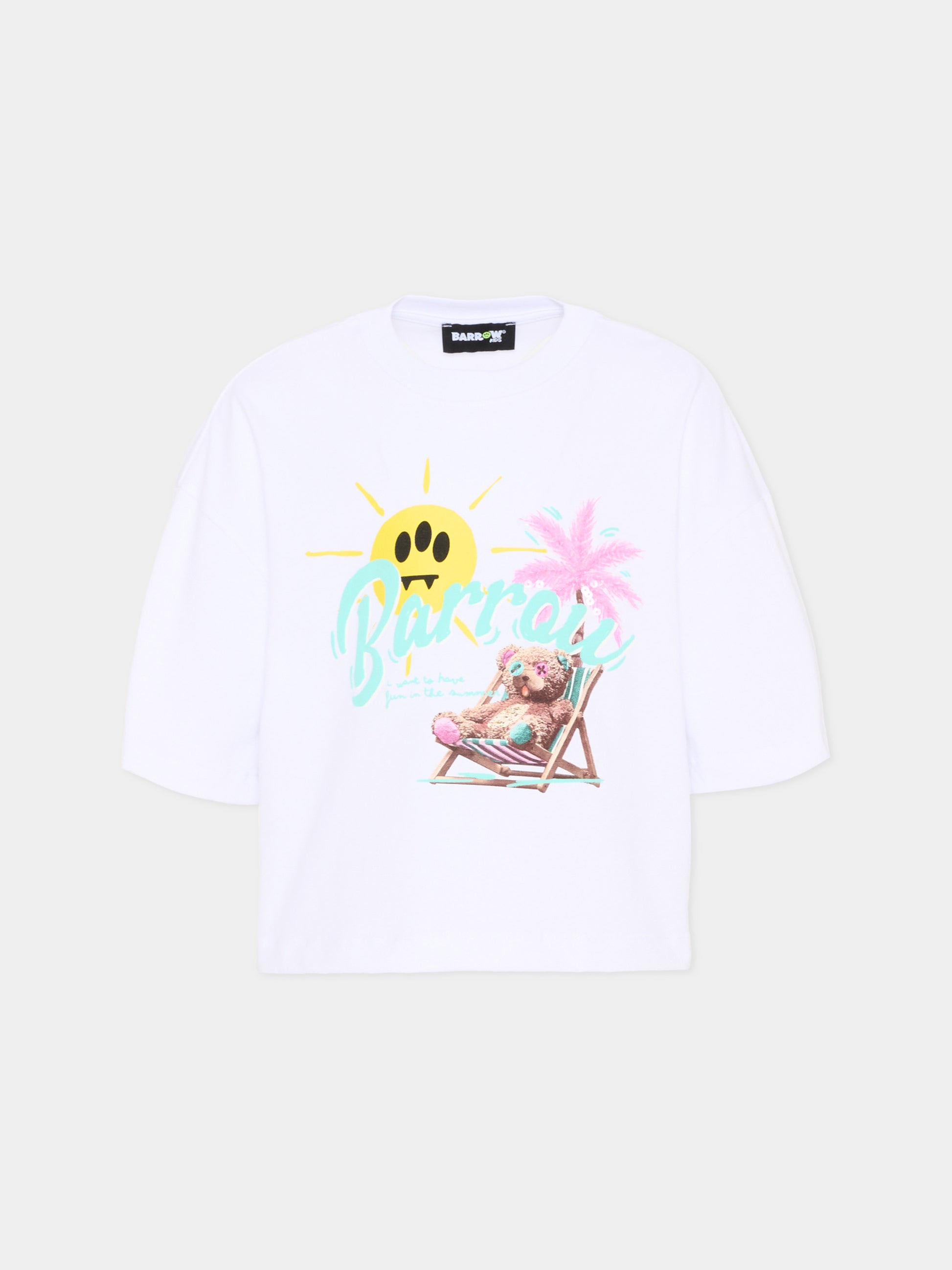 T-Shirt bianca per bambina con logo,Barrow,S6BKJGTH240 002