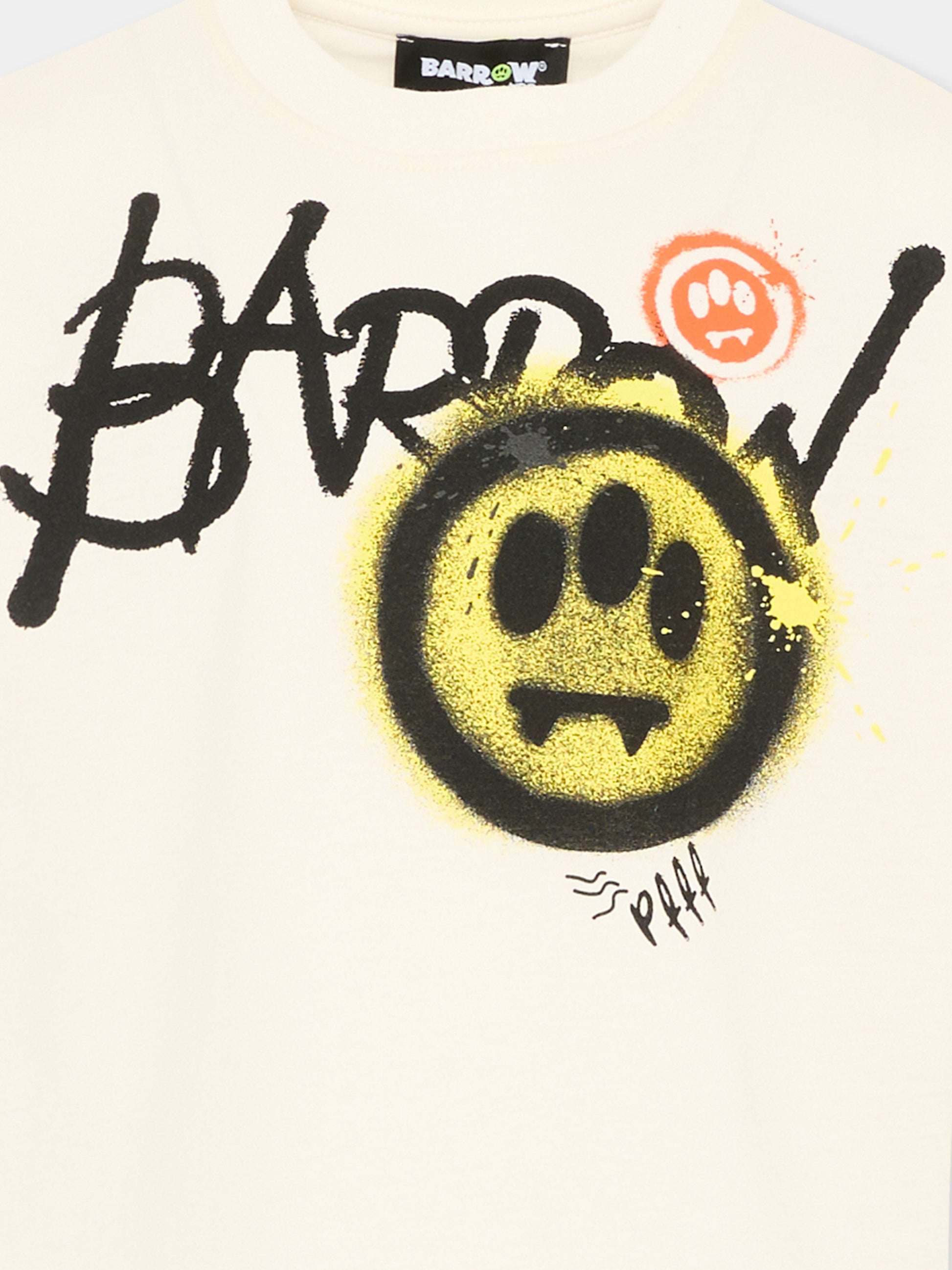 T-Shirt avorio per bambina stampa logo,Barrow,S6BKJUTH055 013