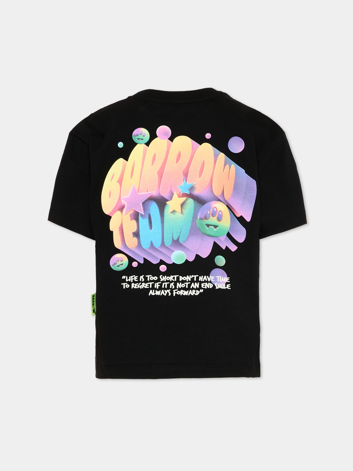 T-Shirt nera per bambini con logo,Barrow,S6BKJUTH061 110