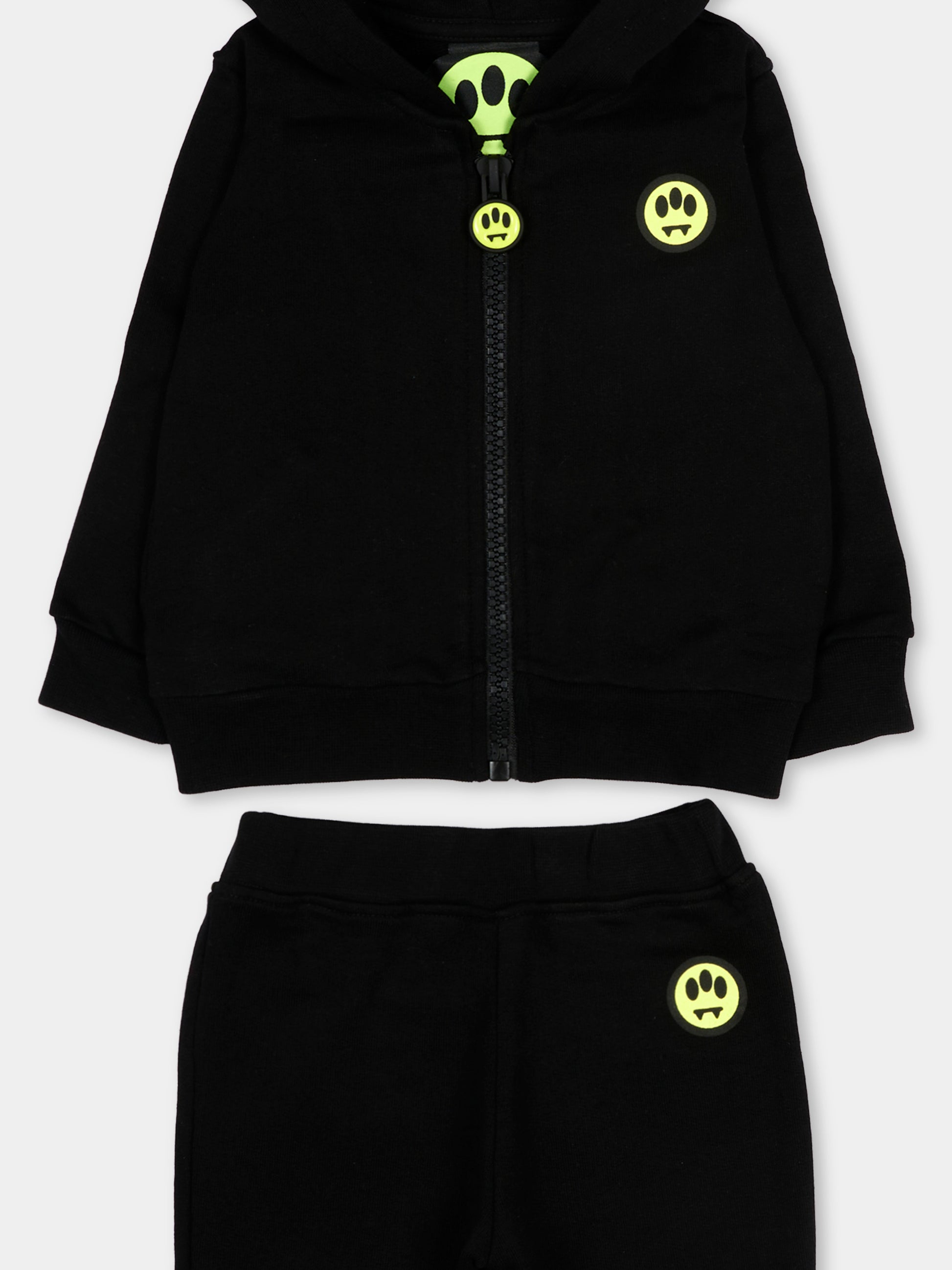 Completo sportivo nero per neonati con logo,Barrow,S6BKUNSF190 110