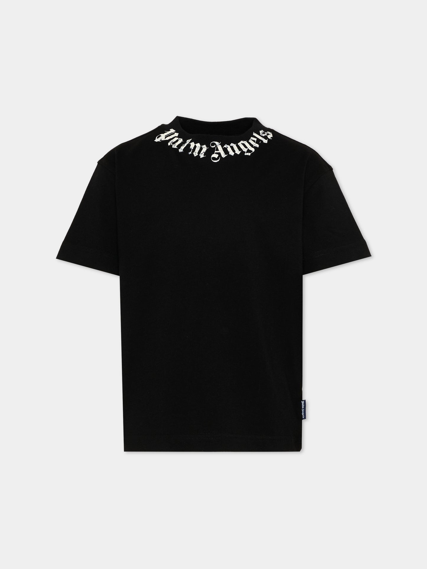 T-Shirt nera per bambini con logo,Palm Angels,PBAA003S26JER004 110
